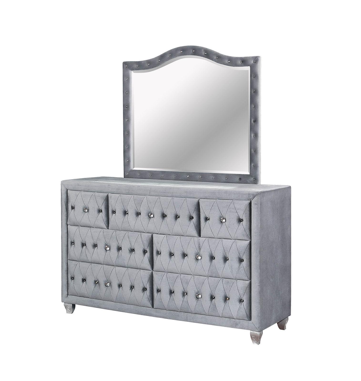 

    
Glam Gray Solid Wood Dresser w/Mirror Furniture of America CM7150D*M Alzir
