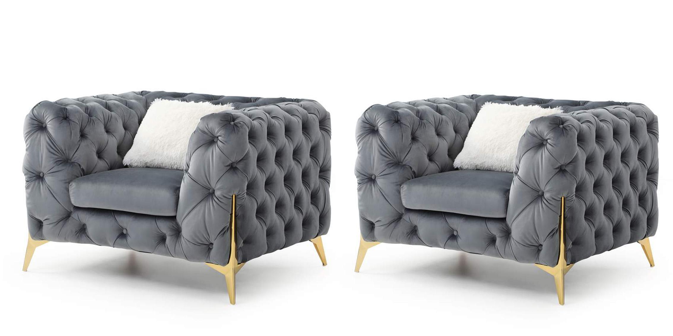 

    
Glam Gray Velvet Arm Chair Set 2Pcs MODERNO Galaxy Home Contemporary Modern

