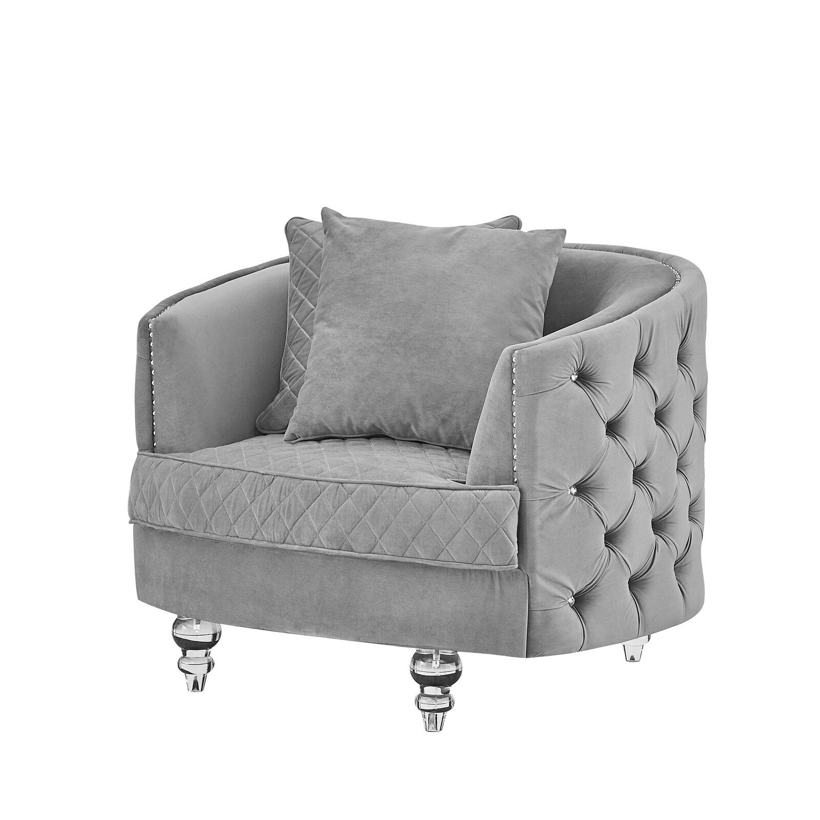 

    
Glam Gray Velvet Crystal Tufted Chair Set 2Pcs SASHA Galaxy Home Contemporary
