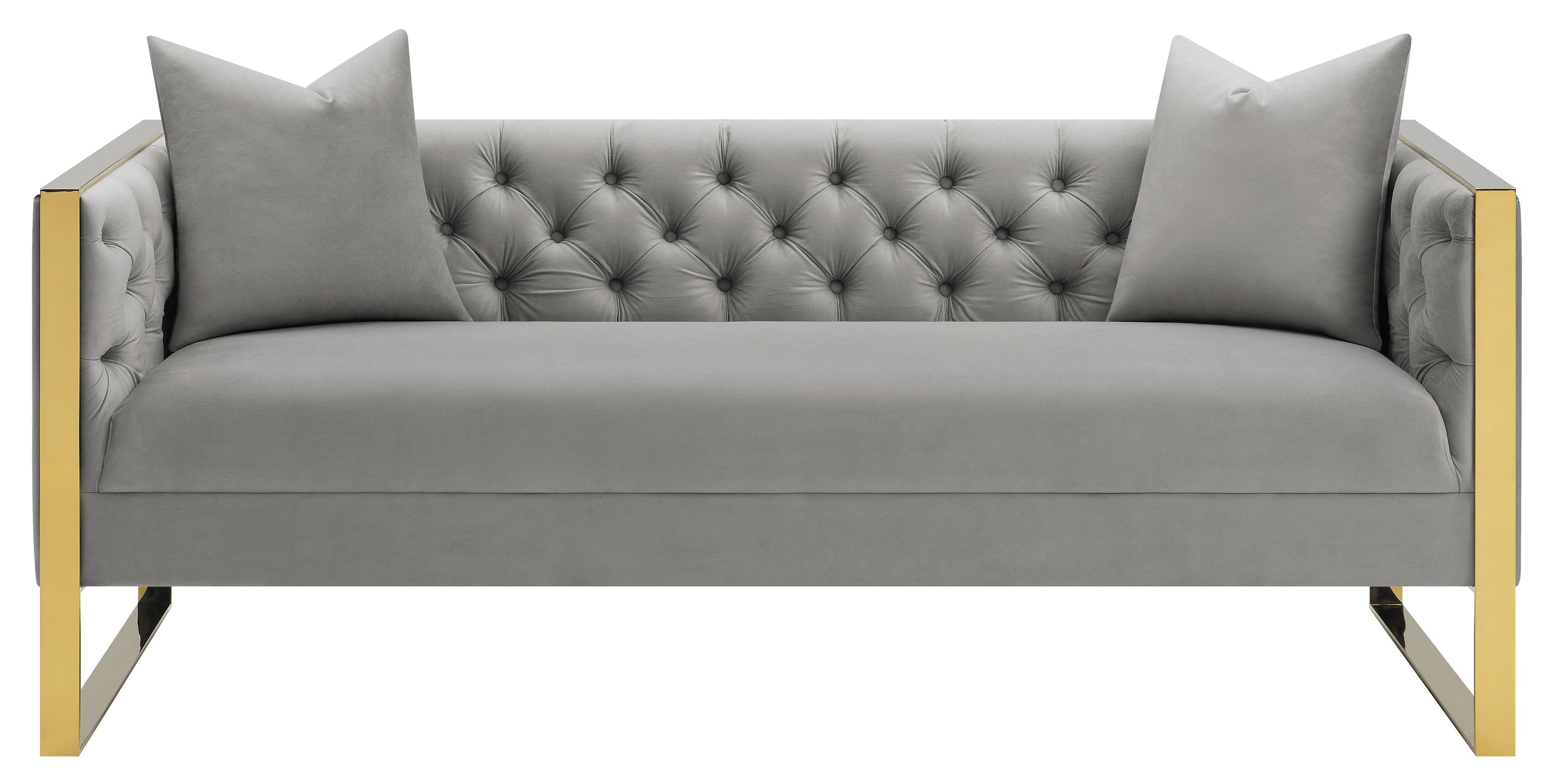 

    
Glam Gray Velvet Sofa Coaster 509111 Eastbrook
