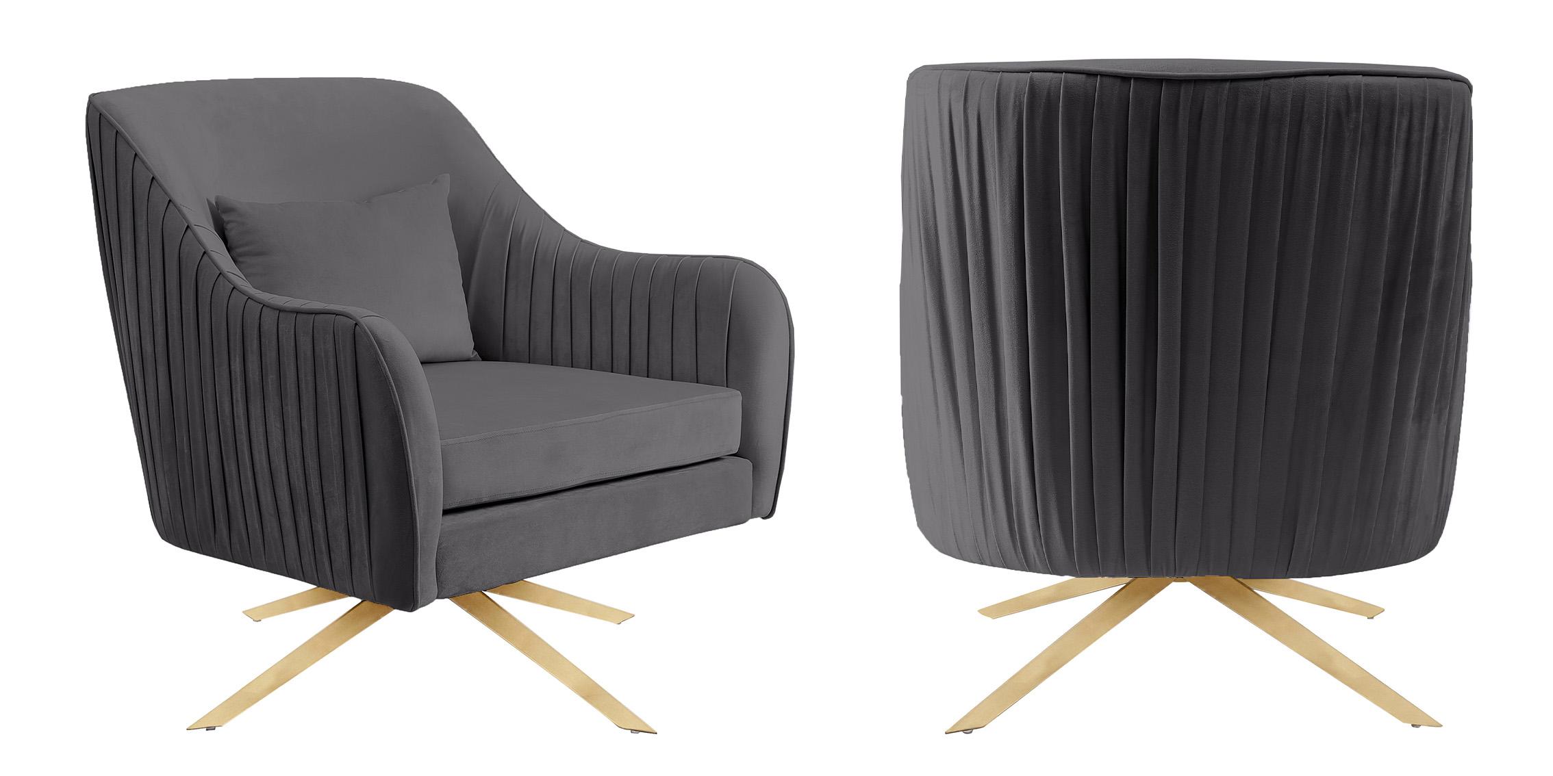 

    
 Order  Glam Gray Velvet Swivel Chair PALOMA 585Grey Meridian Contemporary Modern

