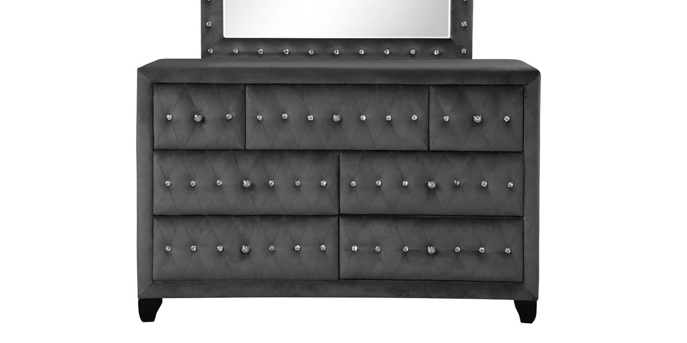 

    
Gray Velvet Tufted 7 Drawer Dresser SOPHIA Galaxy Home Modern Contemporary
