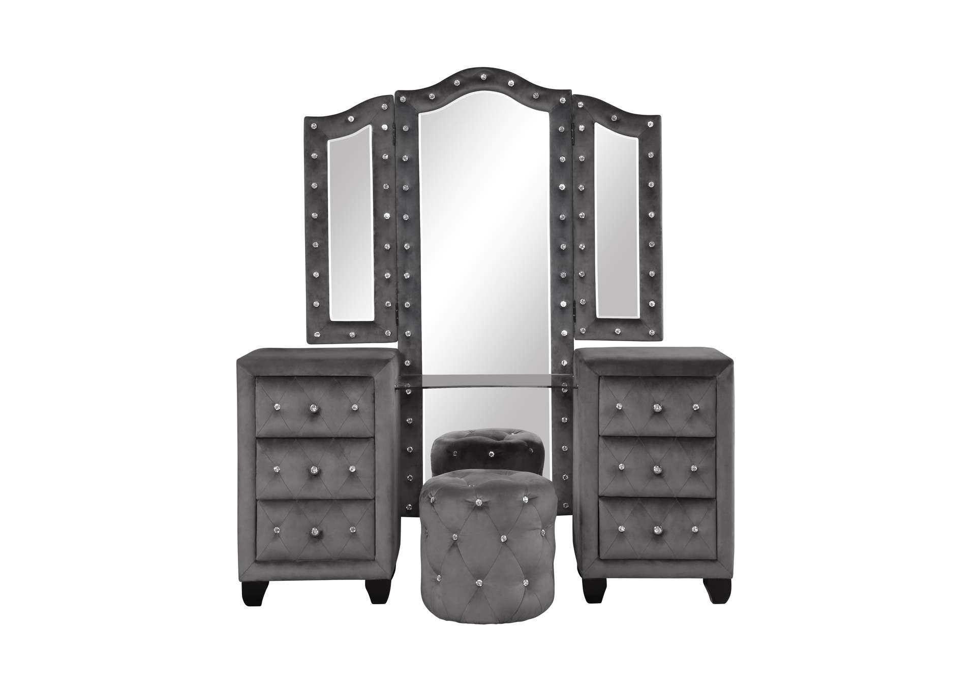 

        
Galaxy Home Furniture SOPHIA Panel Bedroom Set Gray Velvet 733569352944
