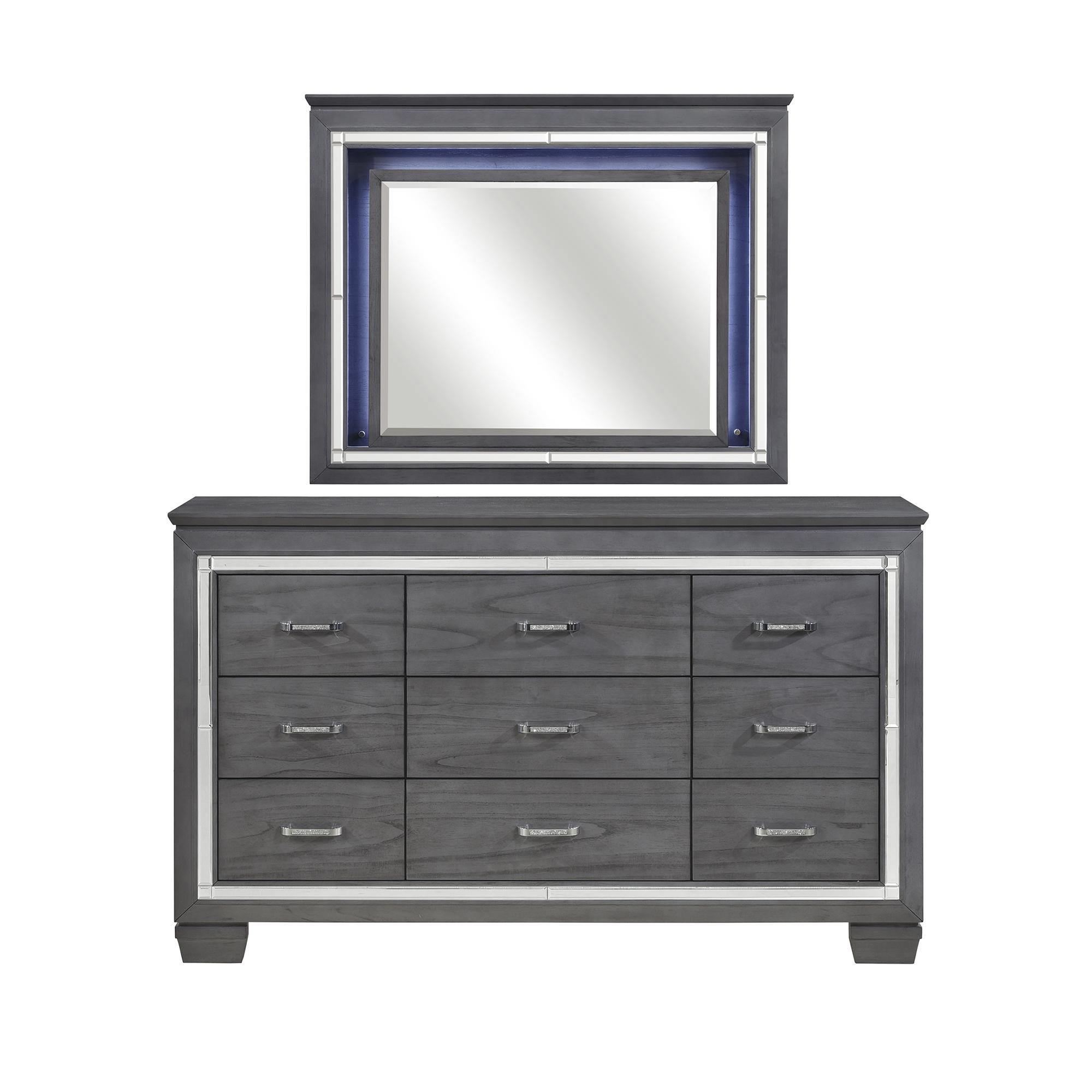 

    
Glam Gray Wood Dresser w/Mirror Homelegance 1916GY-5*6 Allura
