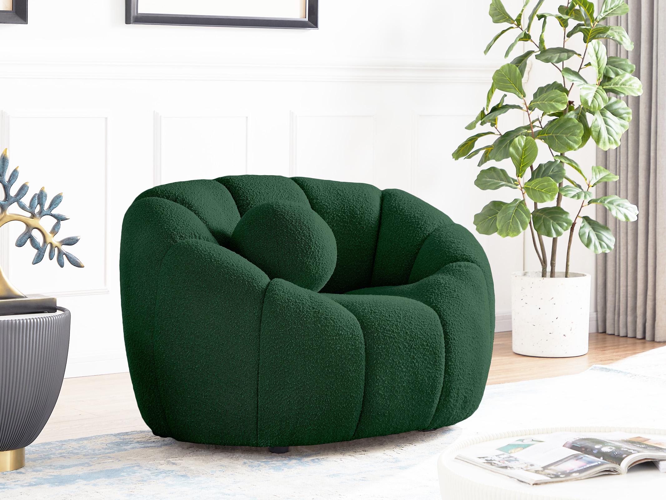 

    
Glam Green Boucle Channel Tufted Chair ELIJAH 644Green-C Meridian Modern
