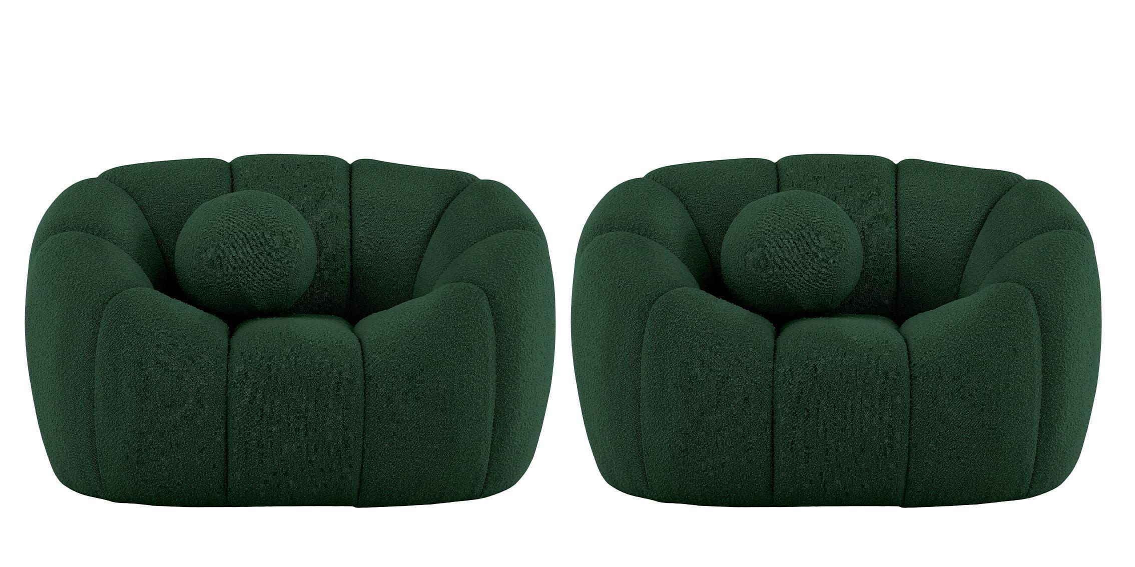 

    
Glam Green Boucle Channel Tufted Chair Set 2P ELIJAH 644Green-C Meridian Modern
