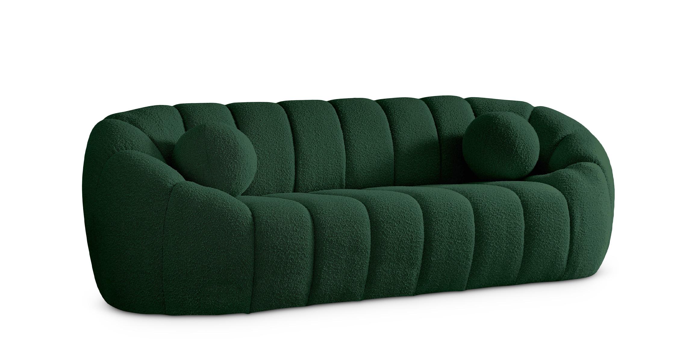 

    
Glam Green Boucle Channel Tufted Sofa ELIJAH 644Green-S Meridian Modern
