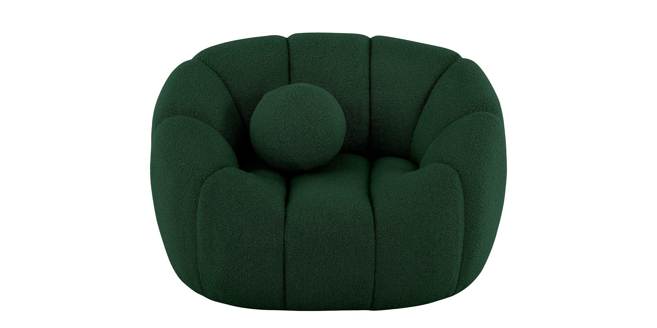 

    
Glam Green Boucle Channel Tufted Sofa Set 3P ELIJAH 644Green-S Meridian Modern
