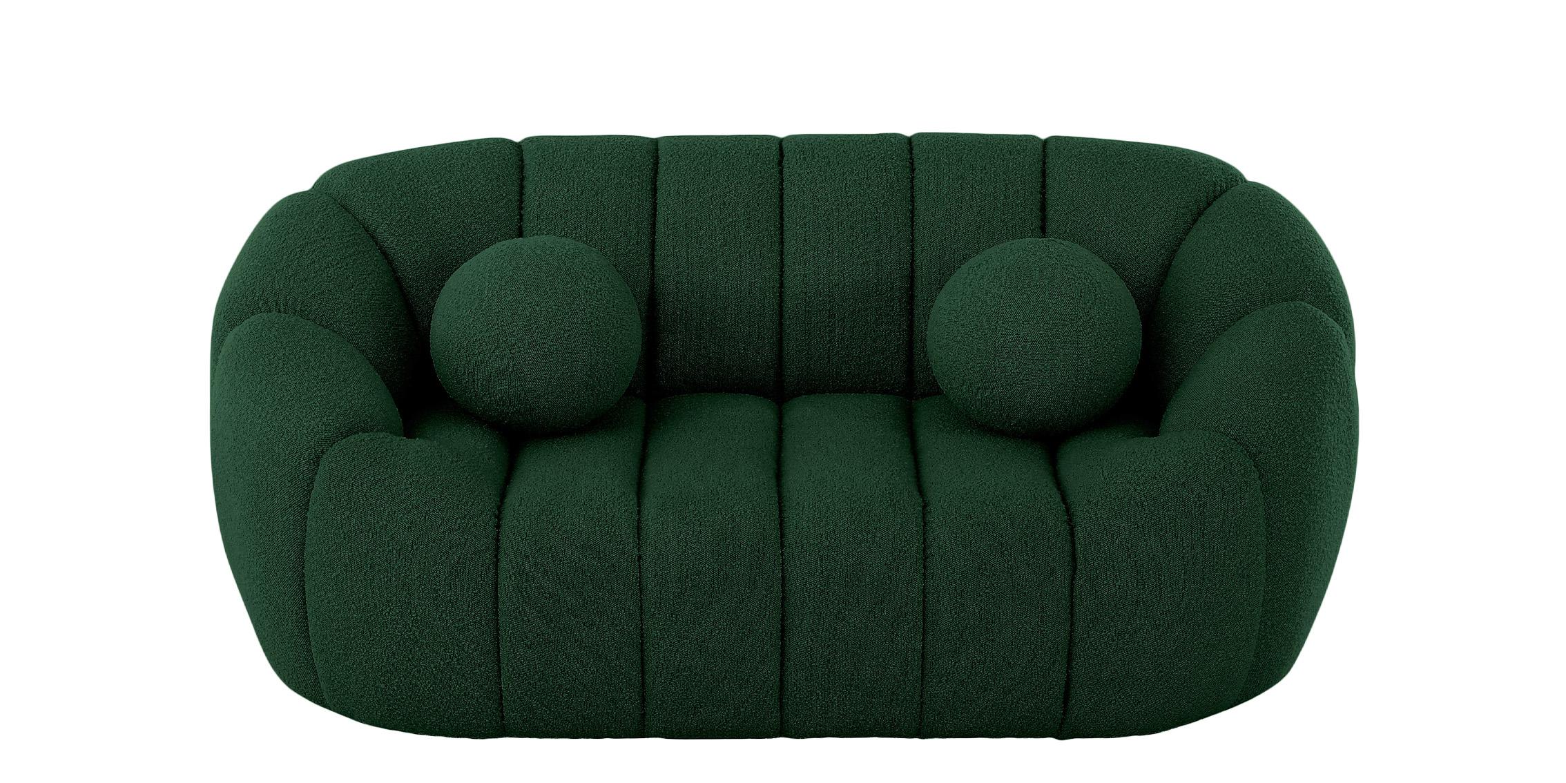 

    
 Photo  Glam Green Boucle Channel Tufted Sofa Set 3P ELIJAH 644Green-S Meridian Modern
