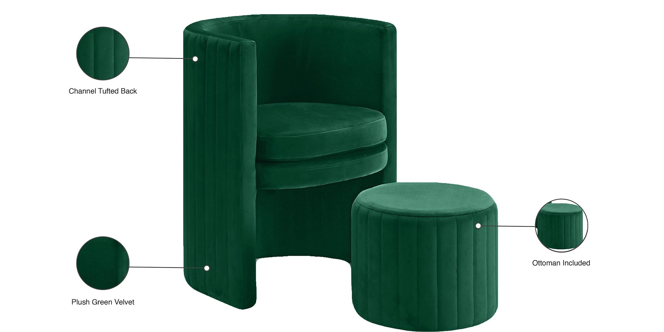 

    
555Green-Set-4 Glam Green Velvet Accent Chair & Ottoman Set 4P SELENA 555Green Meridian Modern
