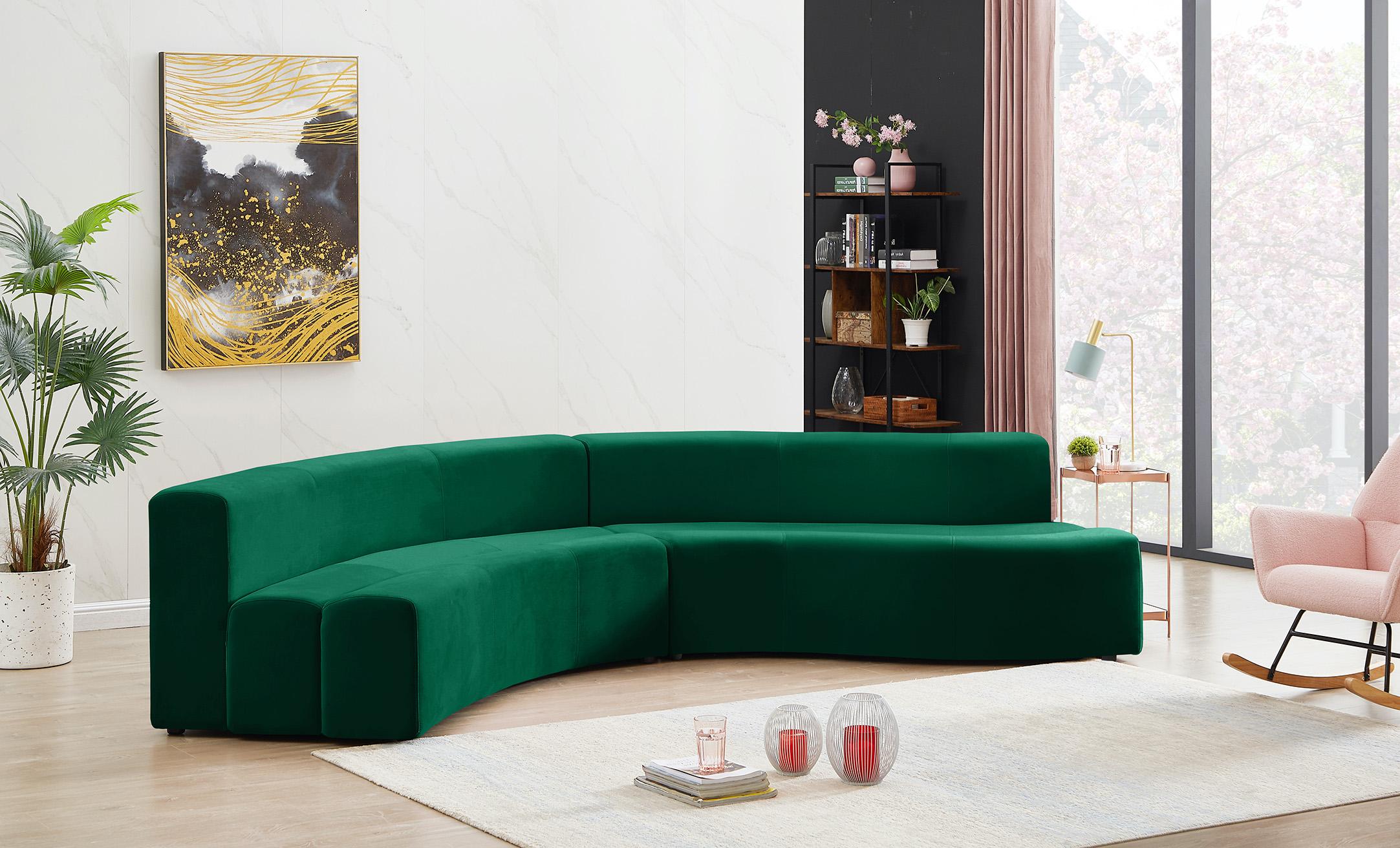 

    
Glam GREEN Velvet Channel Tufted Sectional Curl 624Green Meridian Contemporary
