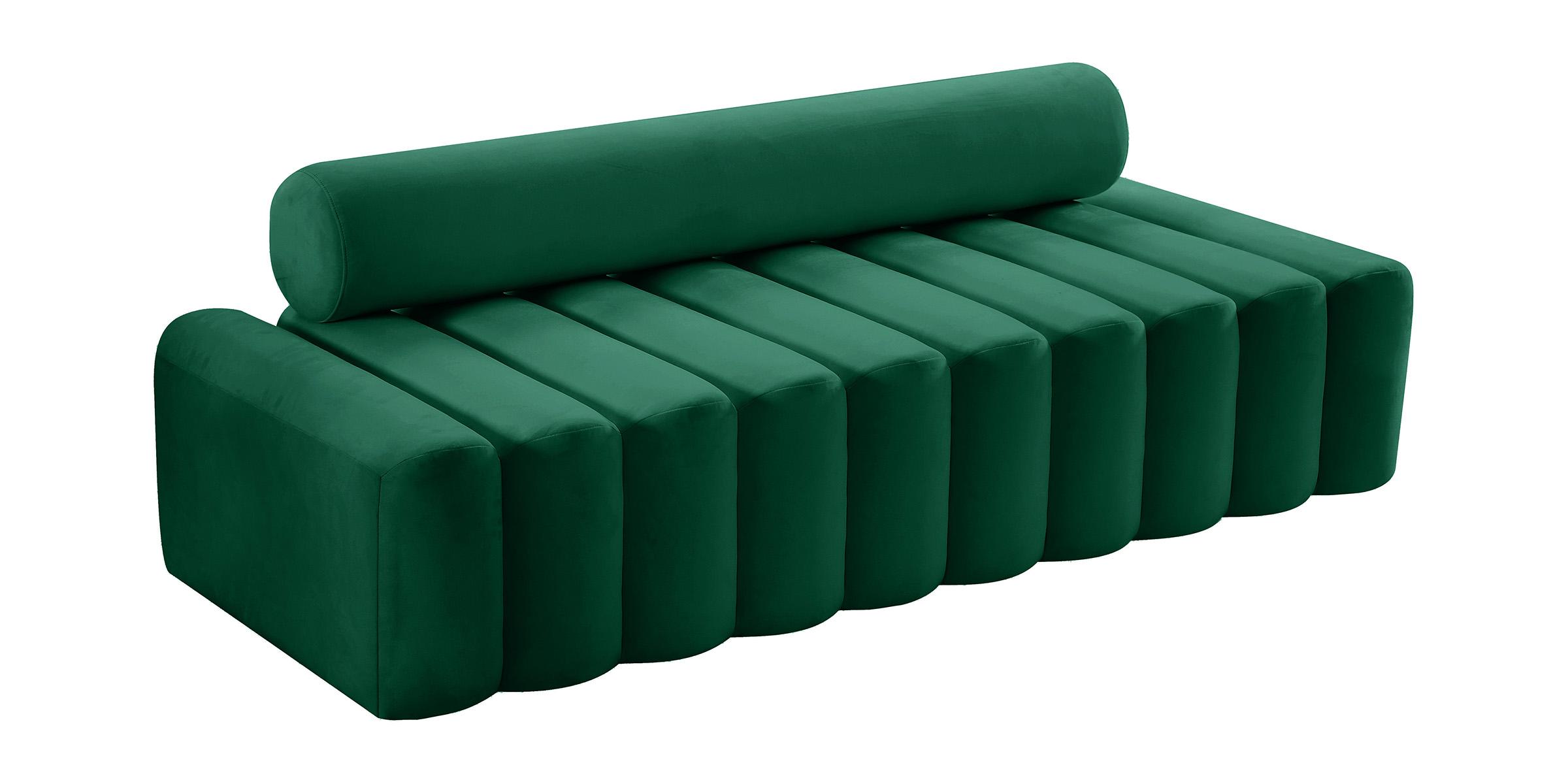 

    
Glam GREEN Velvet Channel Tufted Melody Sofa 647Green-S Meridian Contemporary
