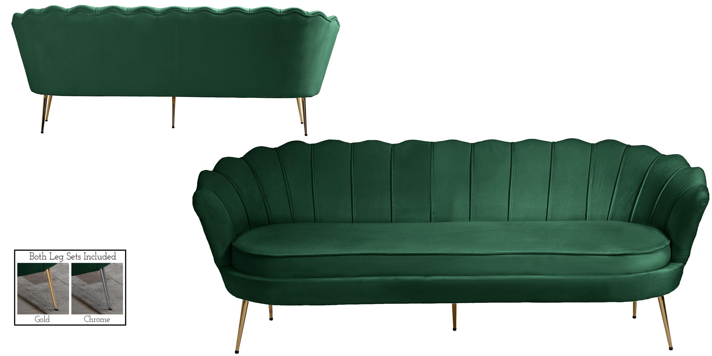 

    
Glam GREEN Velvet Channel Tufted Sofa Set 3P GARDENIA 684Green Meridian Modern
