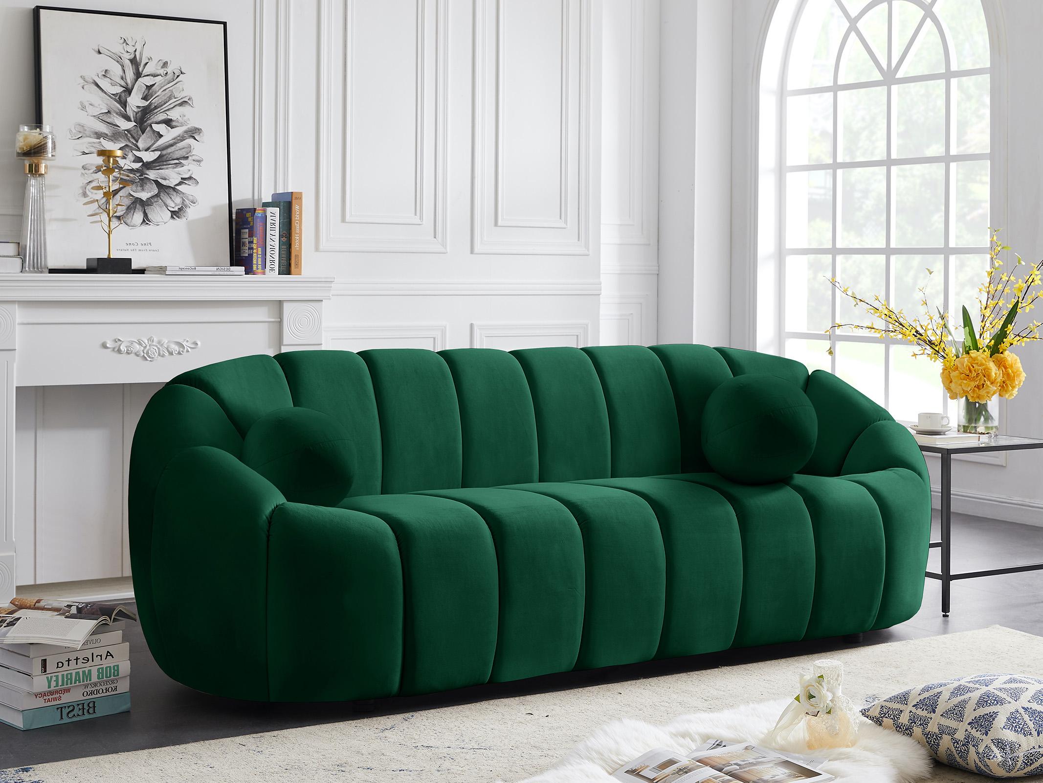 

    
Glam GREEN Velvet Channel Tufted Sofa Set 3Pcs ELIJAH 613Green Meridian Modern
