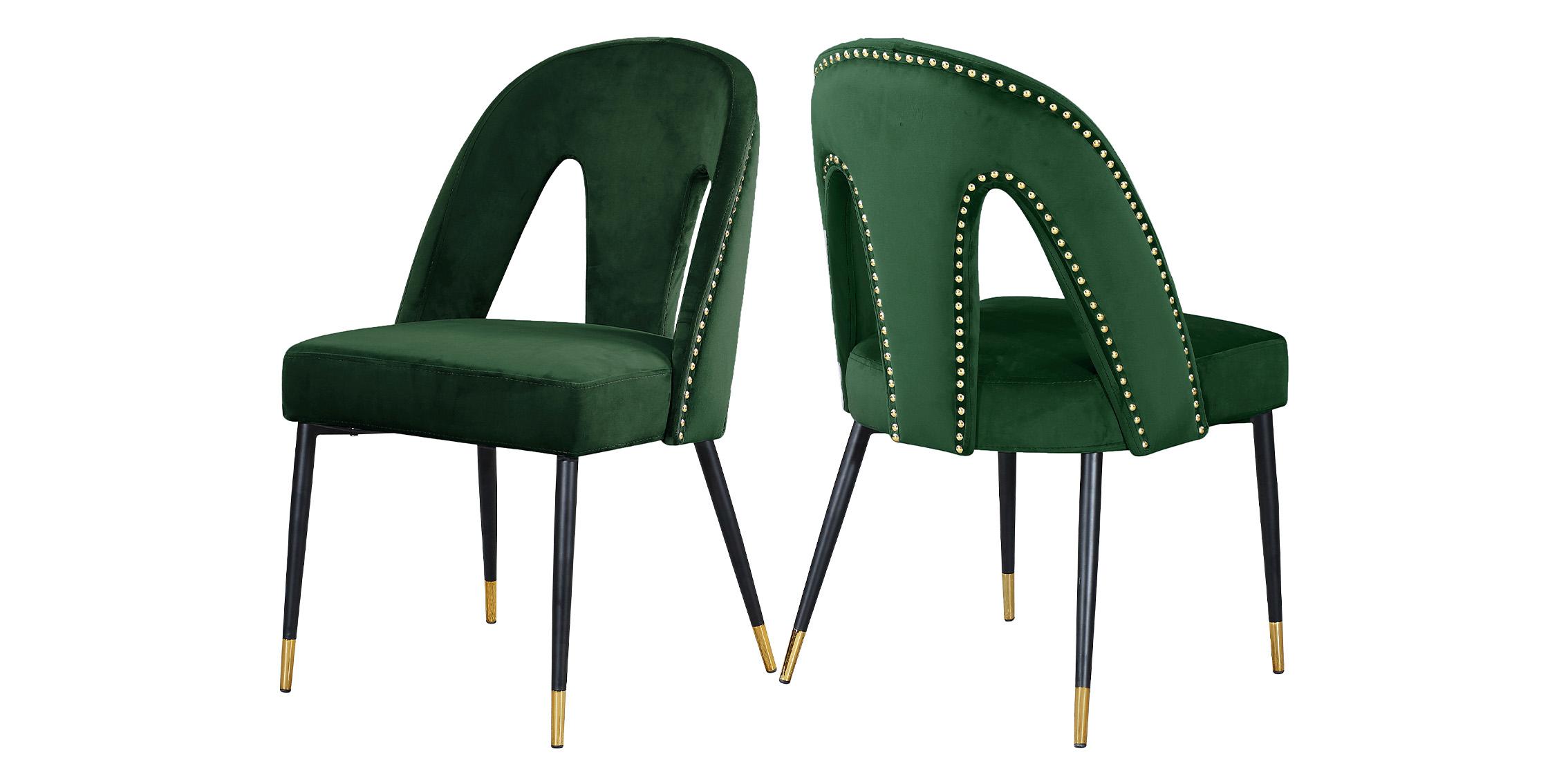 Contemporary Dining Chair Set AKOYA 794Green-C 794Green-C-Set-2 in Green Velvet