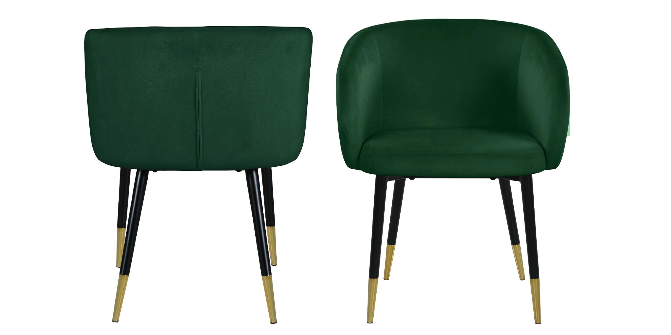

    
Glam Green Velvet Dining Chair Set 2Pcs LOUISE  733Green Meridian Contemporary
