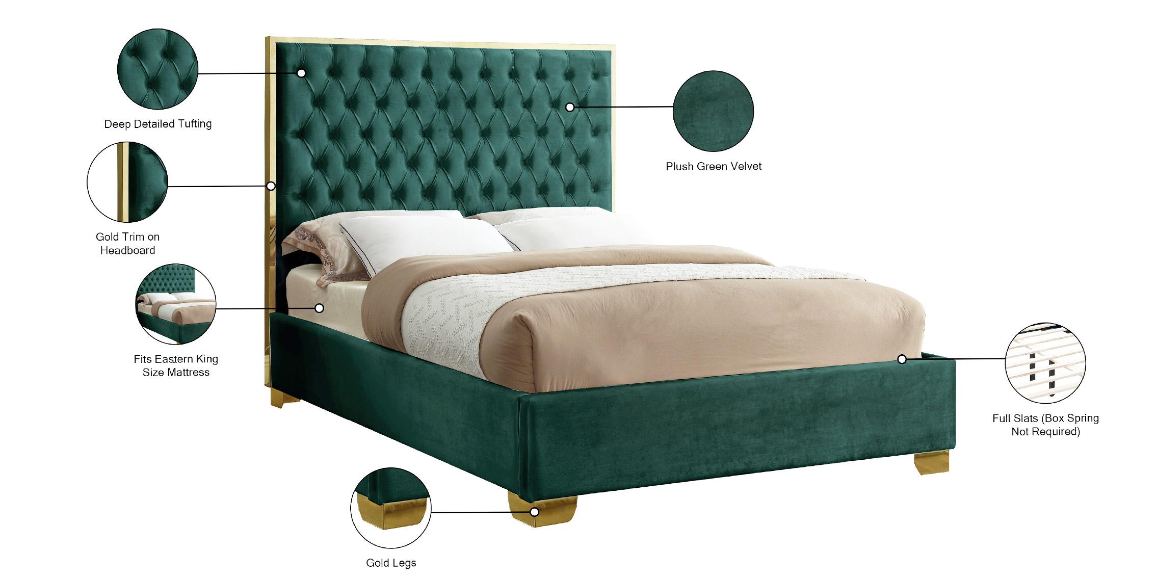 

        
Meridian Furniture LanaGreen-F Platform Bed Green Velvet 704831404005
