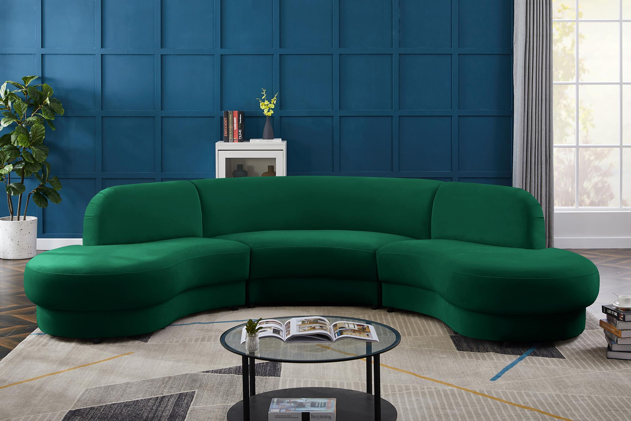 

    
Glam GREEN Velvet Sectional Sofa Rosa 628Green Meridian Contemporary Modern
