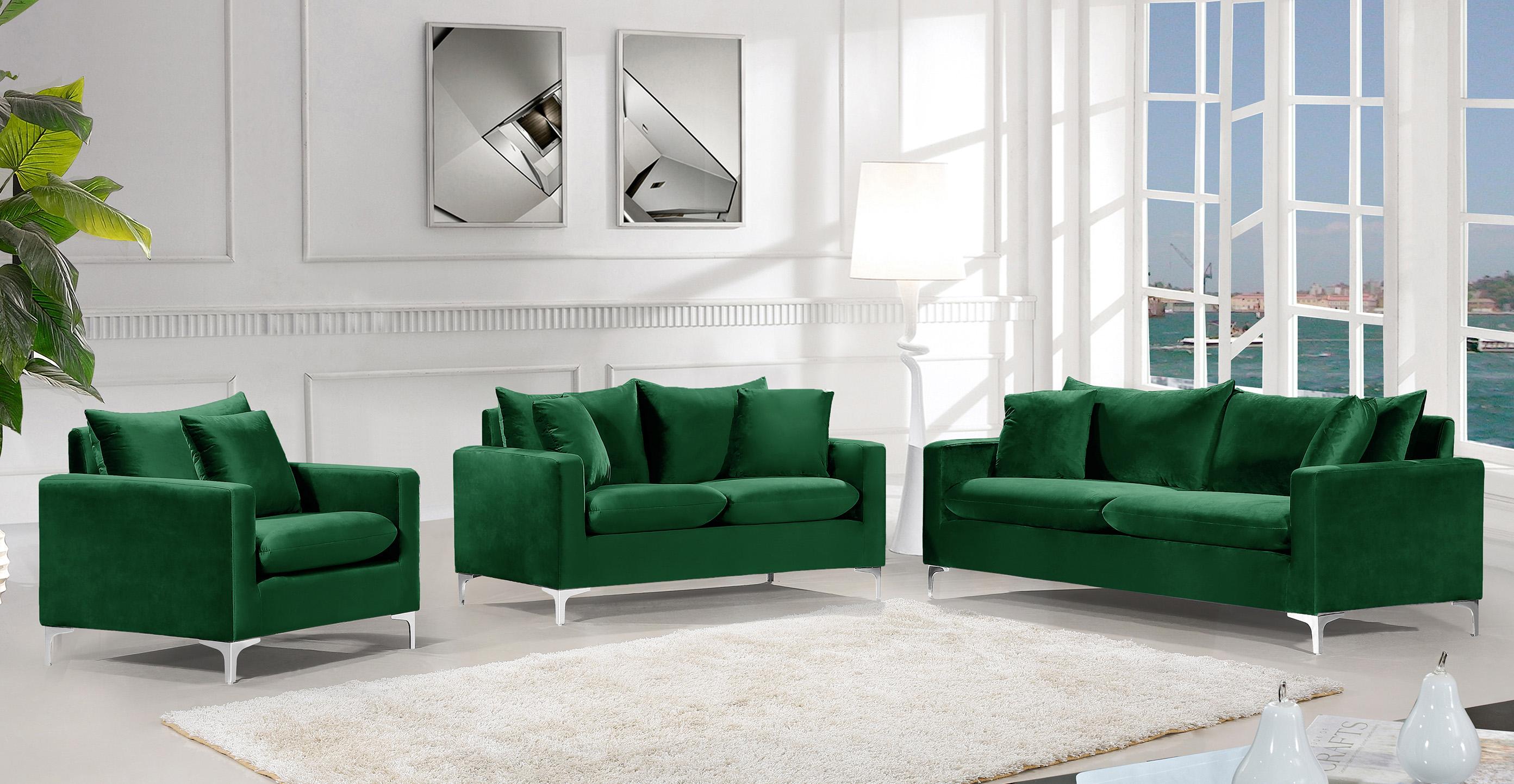 

    
Glam Green Velvet Sofa Set 3Pcs 633Green-S Naomi Meridian Modern Contemporary
