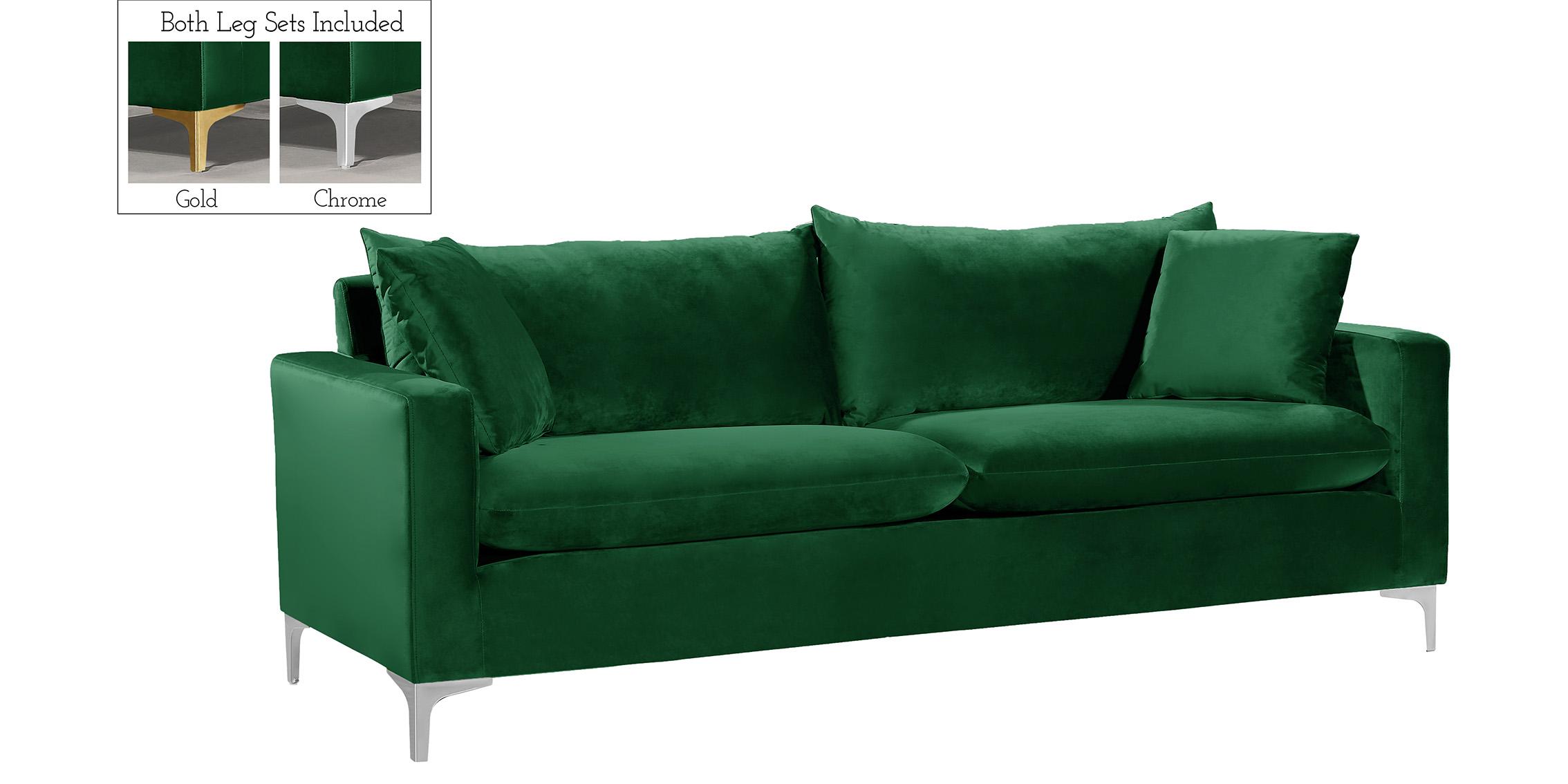 

    
 Shop  Glam Green Velvet Sofa Set 3Pcs 633Green-S Naomi Meridian Modern Contemporary
