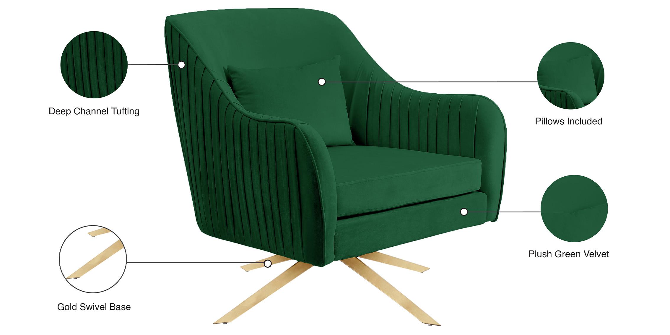 

    
 Order  Glam Green Velvet Swivel Chair Set 2Pcs PALOMA 585Green Meridian Contemporary
