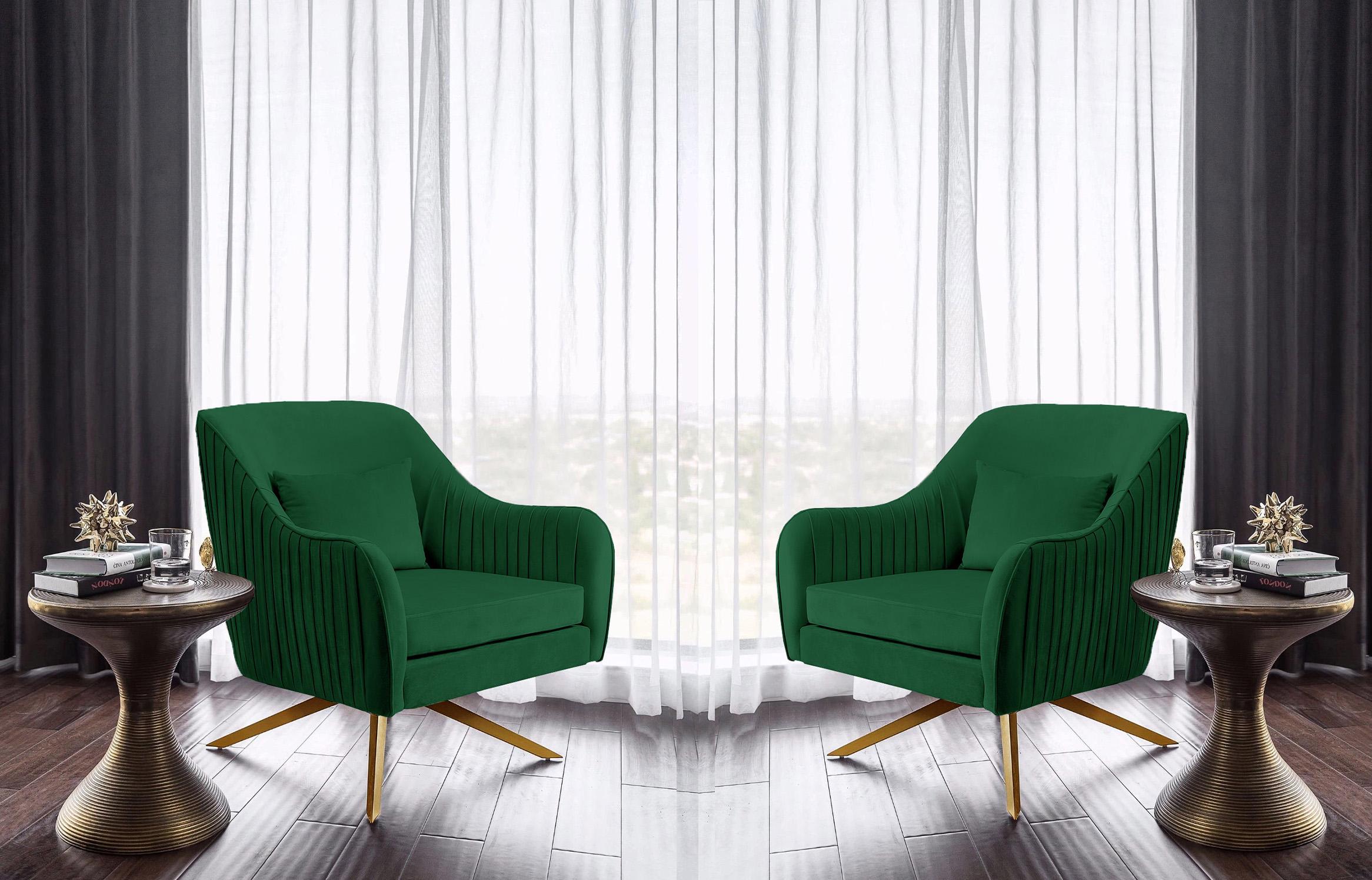 

    
Glam Green Velvet Swivel Chair Set 2Pcs PALOMA 585Green Meridian Contemporary
