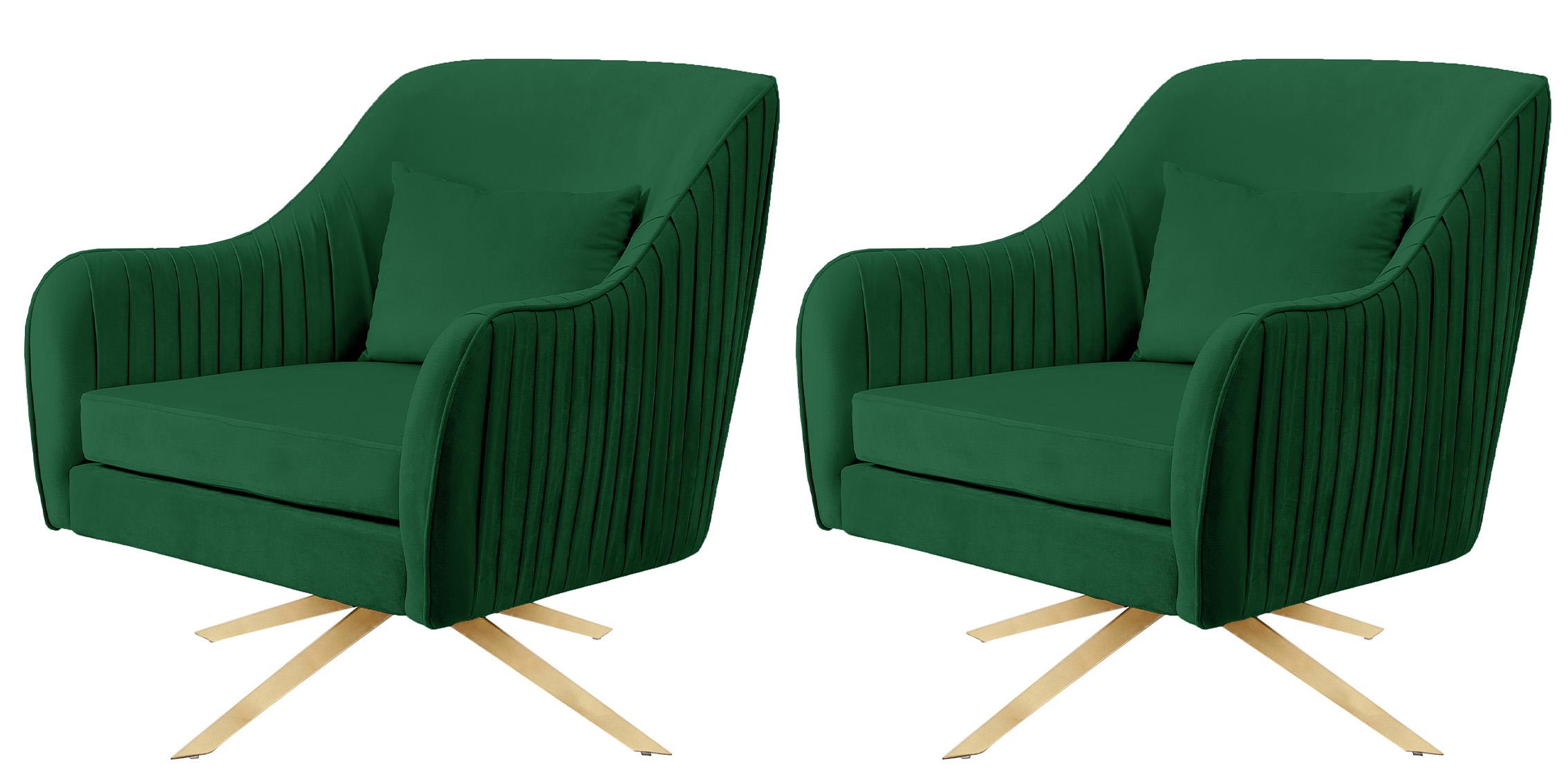 

    
Glam Green Velvet Swivel Chair Set 2Pcs PALOMA 585Green Meridian Contemporary
