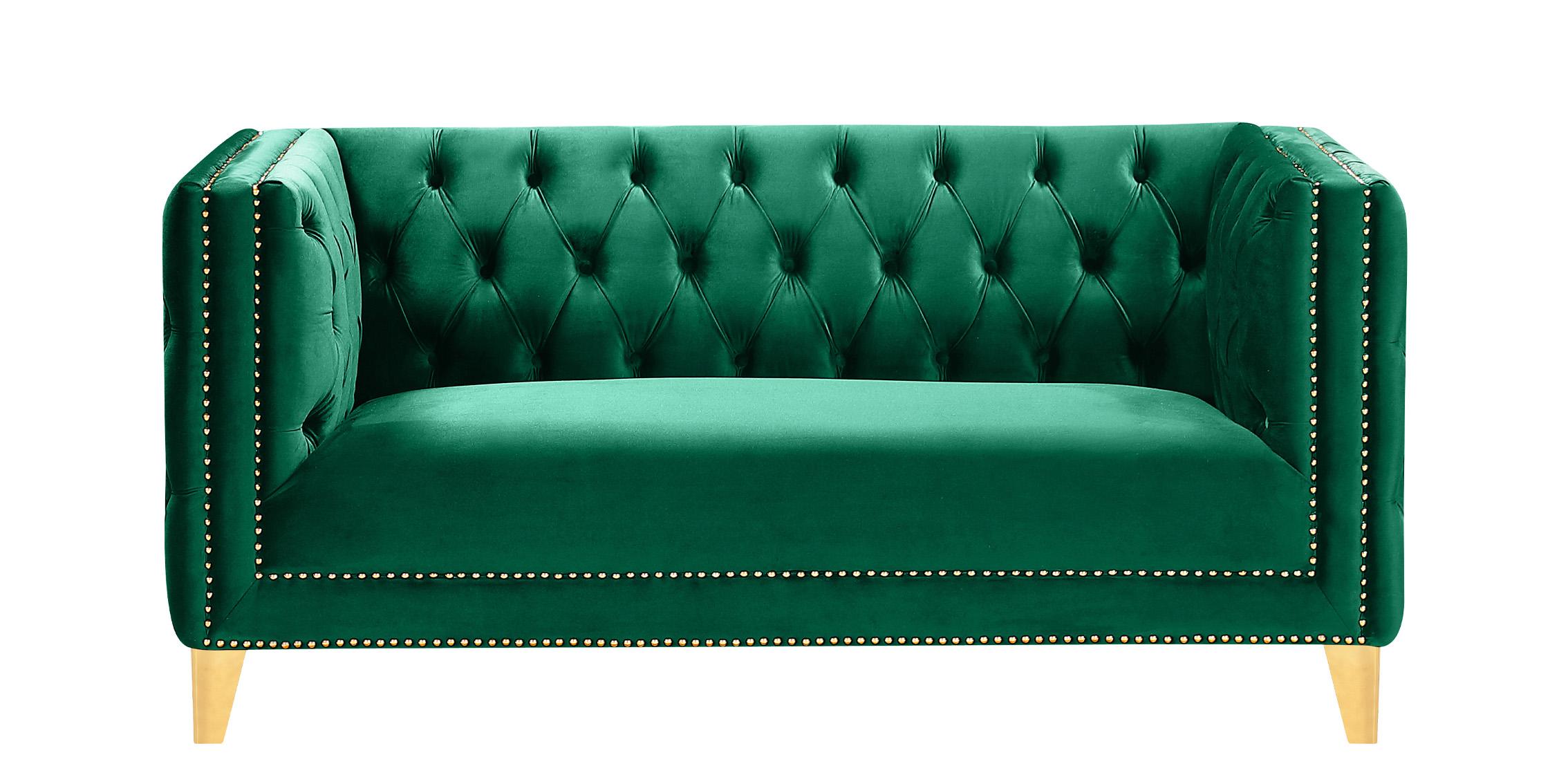 

    
652Green-S-Set-3 Glam Green Velvet Sofa Set 3Pcs MICHELLE 652Green Meridian Contemporary Modern
