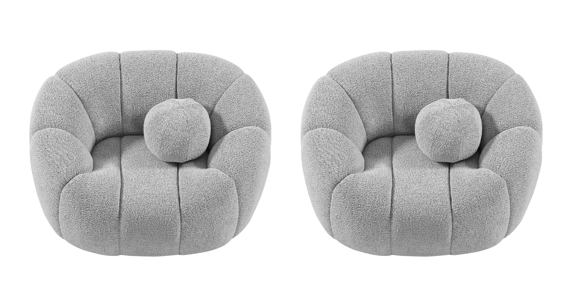 

    
Glam Grey Boucle Channel Tufted Chair Set 2 ELIJAH 644Grey-C Meridian Modern
