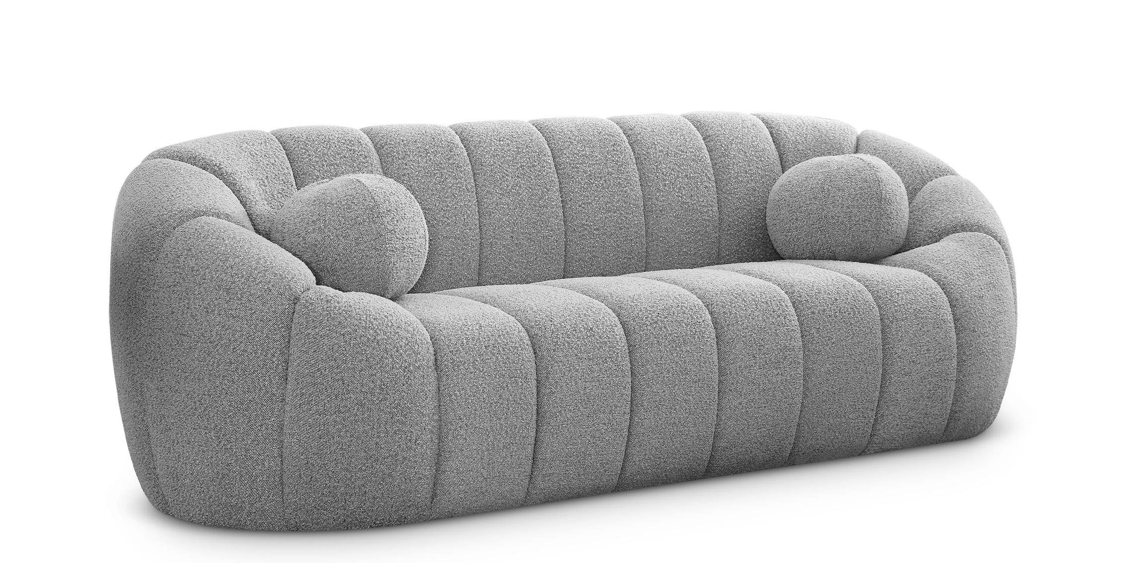 

    
Glam Grey Boucle Channel Tufted Sofa ELIJAH 644Grey-S Meridian Modern
