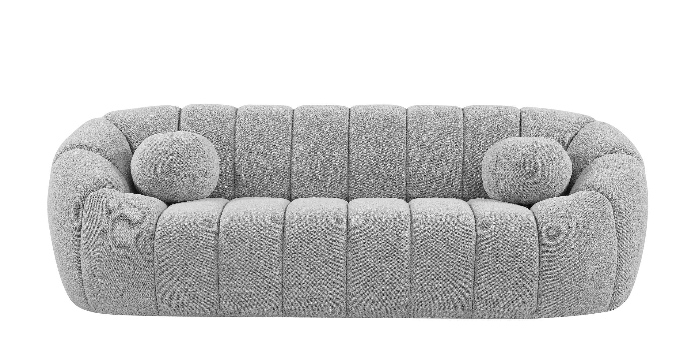 

    
 Order  Glam Grey Boucle Channel Tufted Sofa Set 2Pcs  ELIJAH 644Grey Meridian Modern
