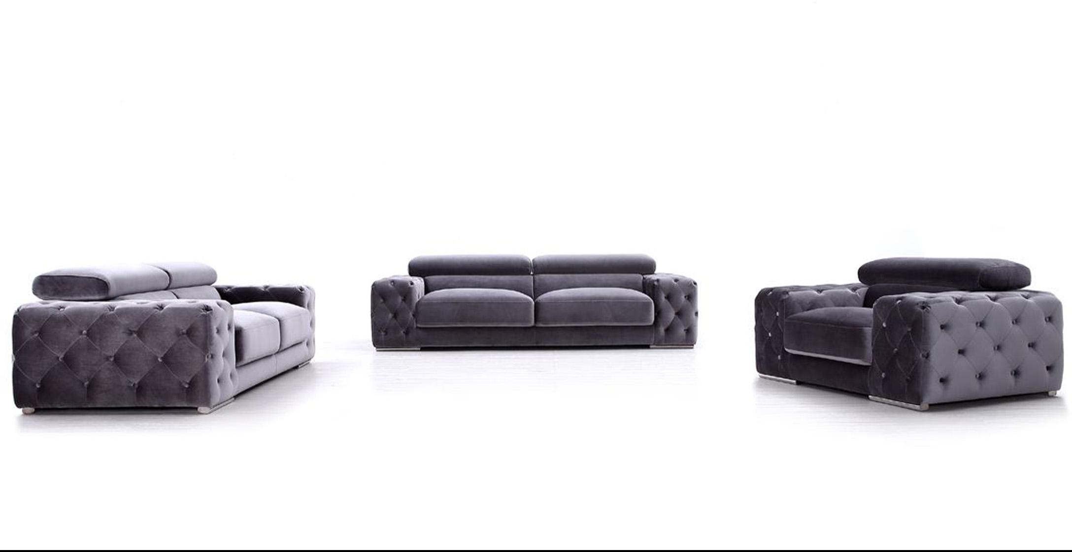

    
Glam Grey Fabric Tufted Sofa Set 3P Divani Casa Trisha VIG Contemporary Modern
