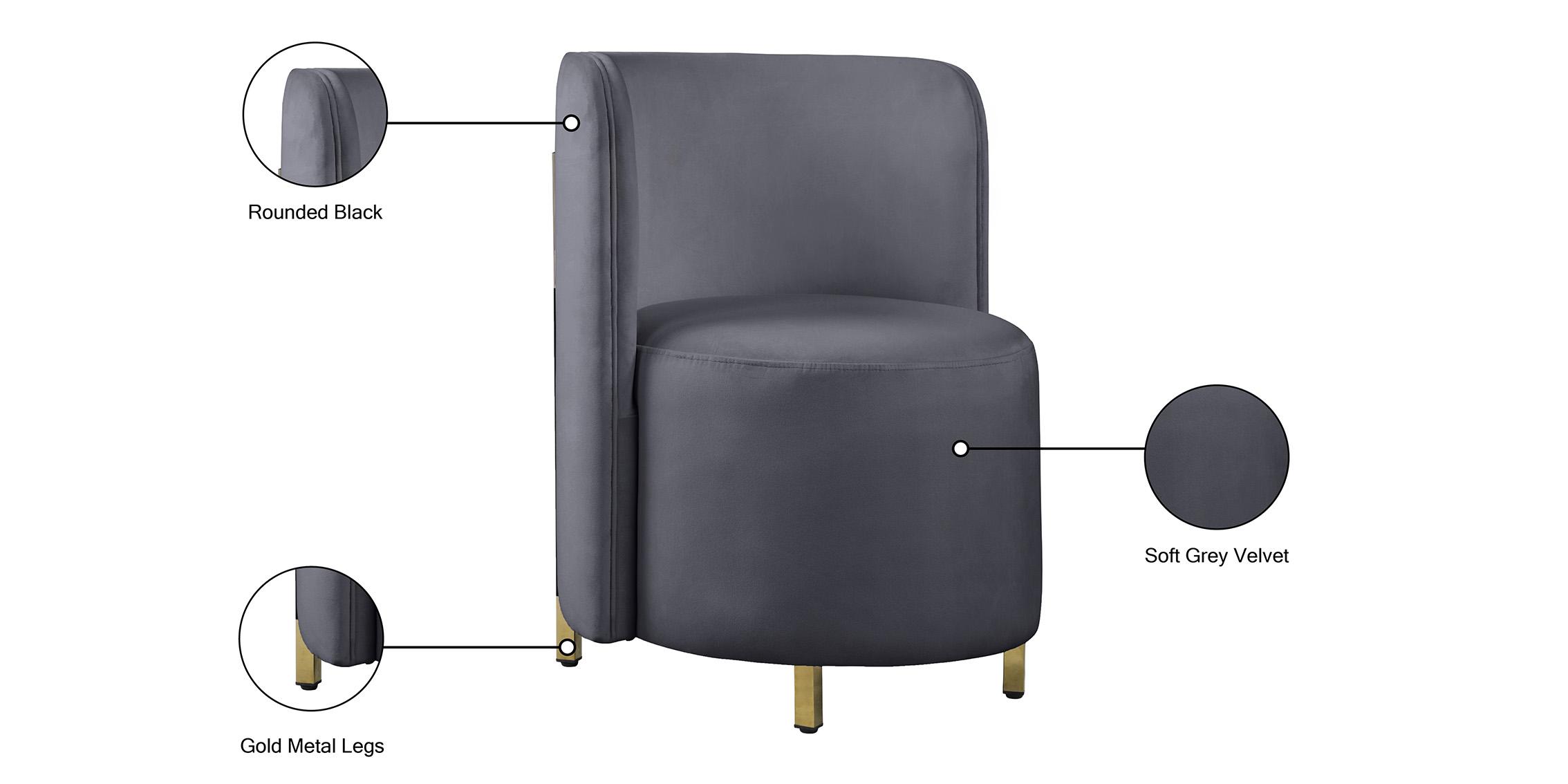 

        
094308250120Glam Grey Velvet Accent Chair 2Pcs ROTUNDA 518Grey-C Meridian Contemporary
