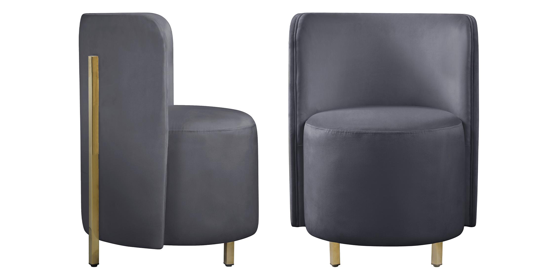 

    
Glam Grey Velvet Accent Chair 2Pcs ROTUNDA 518Grey-C Meridian Contemporary
