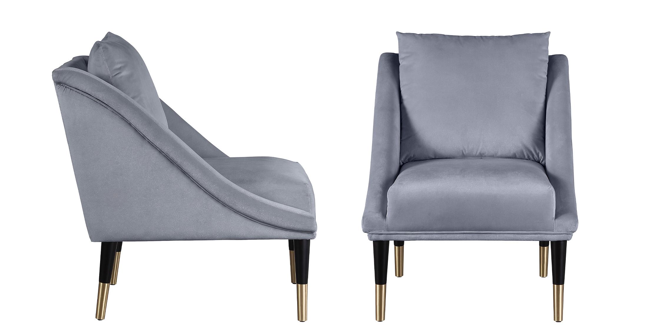 

    
Glam Grey Velvet Accent Chair Set 2 Pcs ELEGANTE 517Grey-C Meridian Modern
