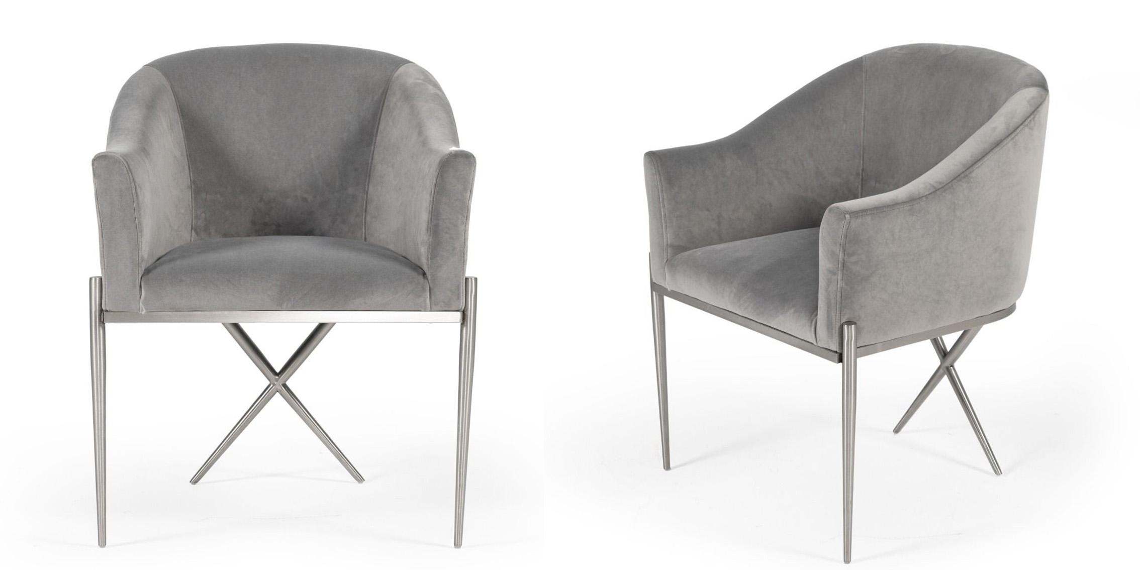 Contemporary, Modern Dining Chair Set VGMFOC-296-GRY-CH-Set-2 VGMFOC-296-GRY-CH-Set-2 in Gray Fabric