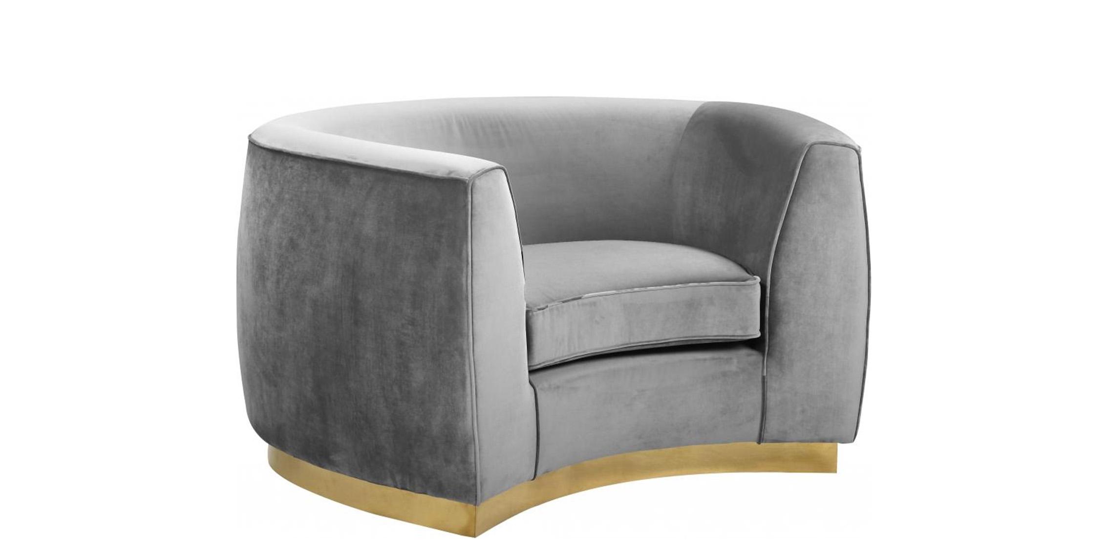 Contemporary, Modern Arm Chair Julian 620Grey-C 620Grey-C in Gray Soft Velvet