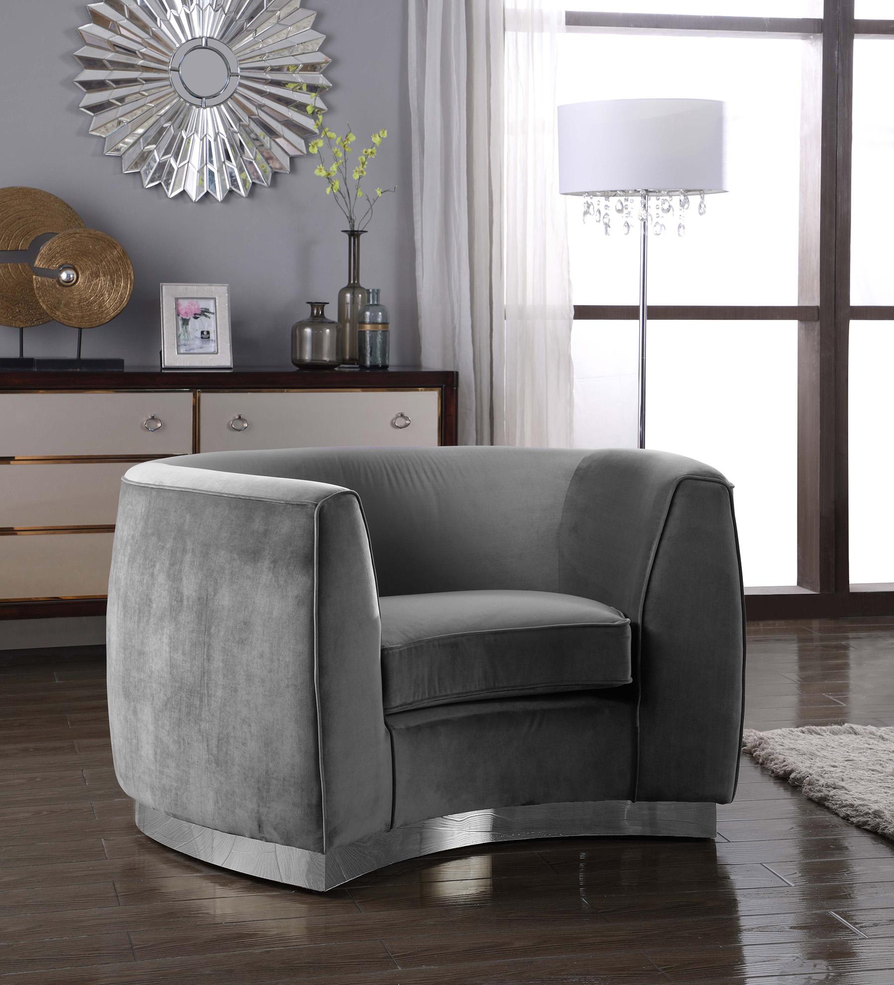 Contemporary, Modern Arm Chair Julian 621Grey-C 621Grey-C in Gray Soft Velvet
