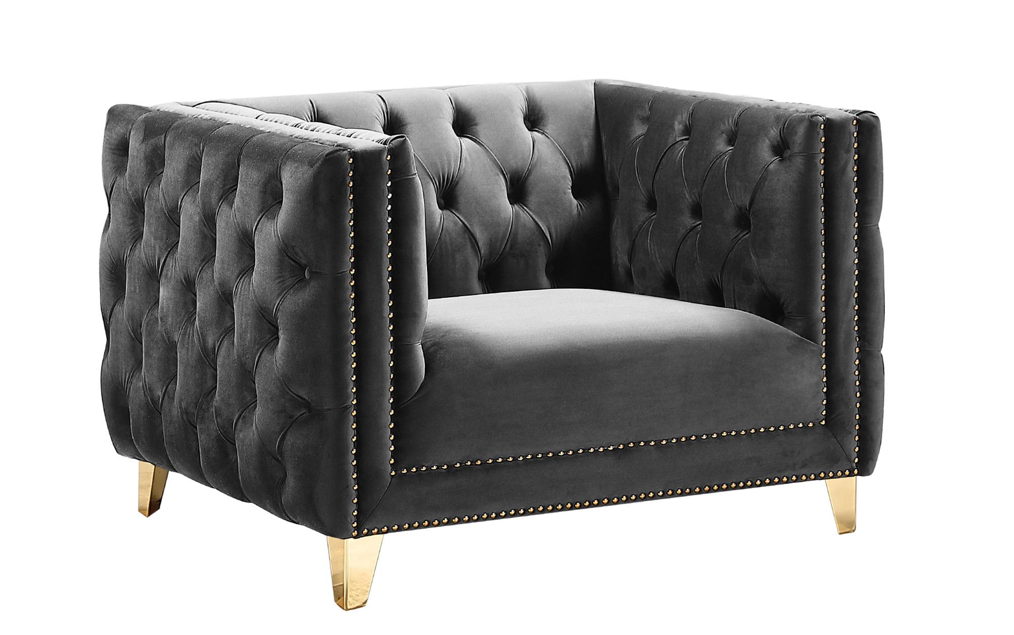 

    
Glam Grey Velvet Arm Chair MICHELLE 652Grey-C Meridian Contemporary Modern
