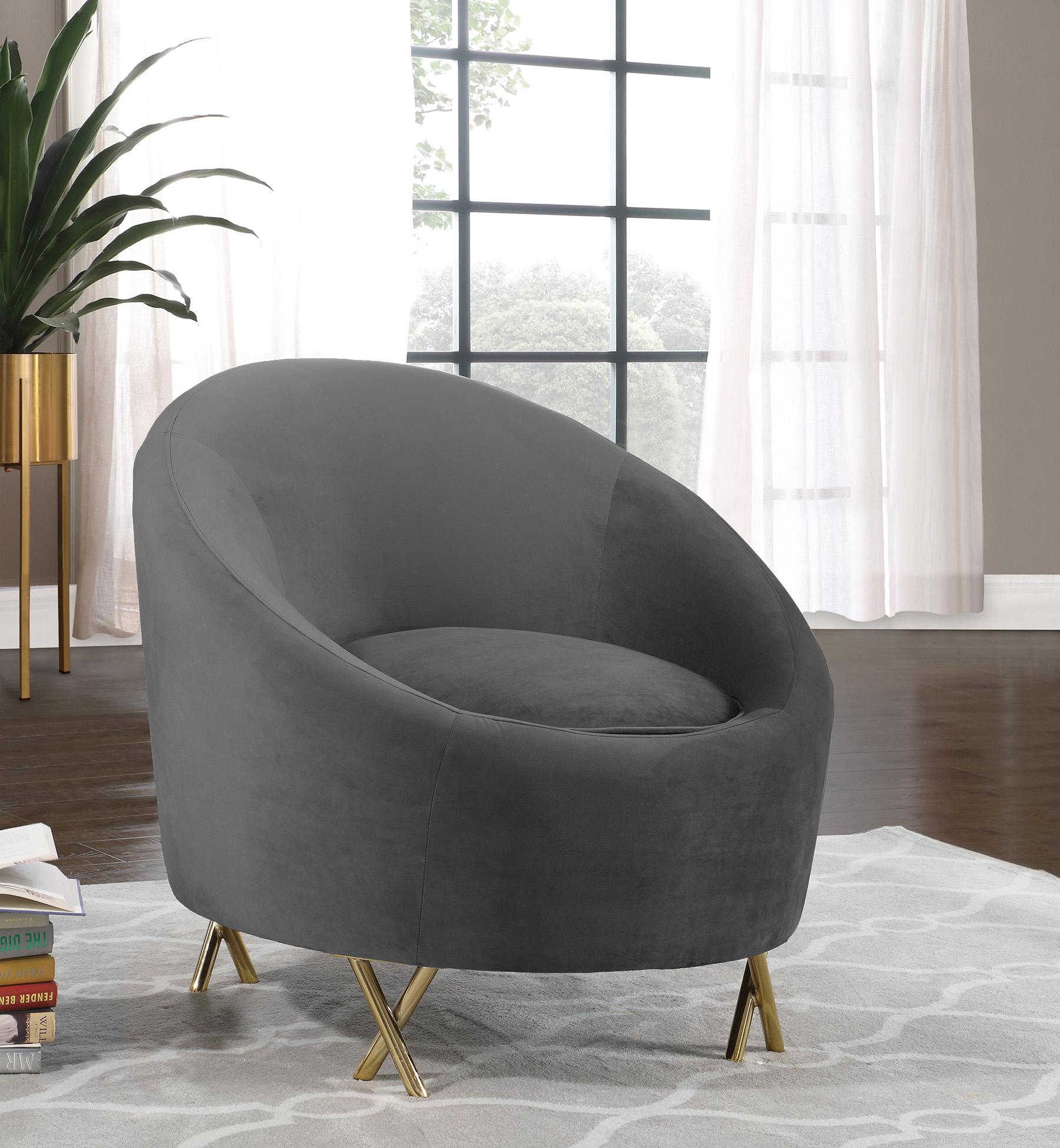 

    
Glam Grey Velvet Arm Chair SERPENTINE 679Grey-C Meridian Contemporary Modern
