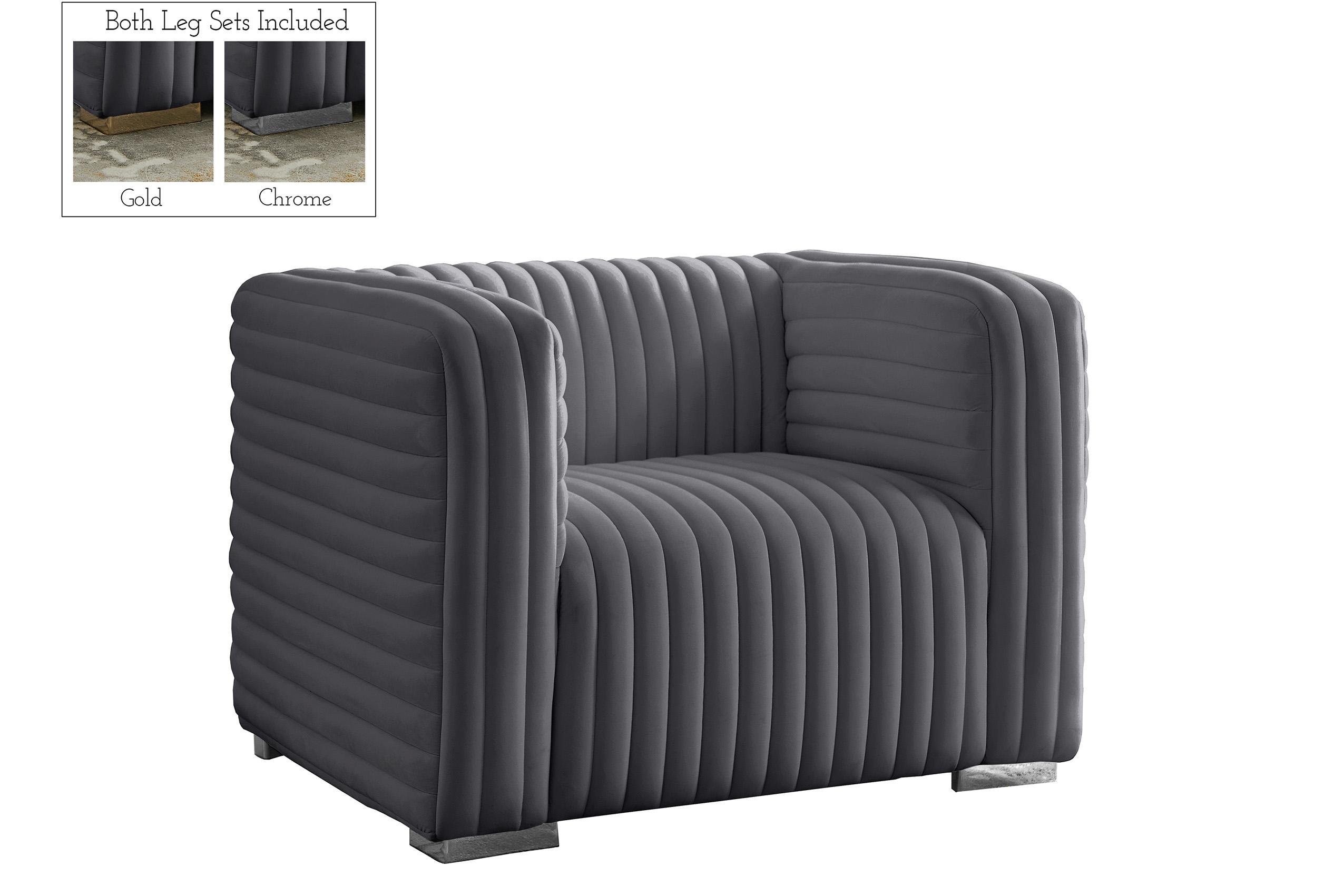 Contemporary, Modern Chair Ravish 640Grey-C 640Grey-C in Gray Velvet