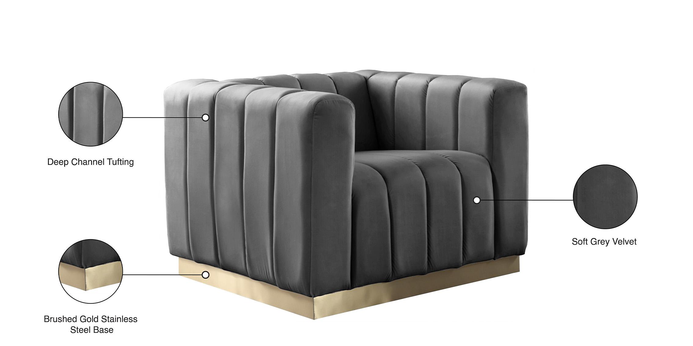 

    
 Order  Glam Grey Velvet Channel Tufted Chair Set 2Pcs MARLON 603Grey-C Meridian Modern
