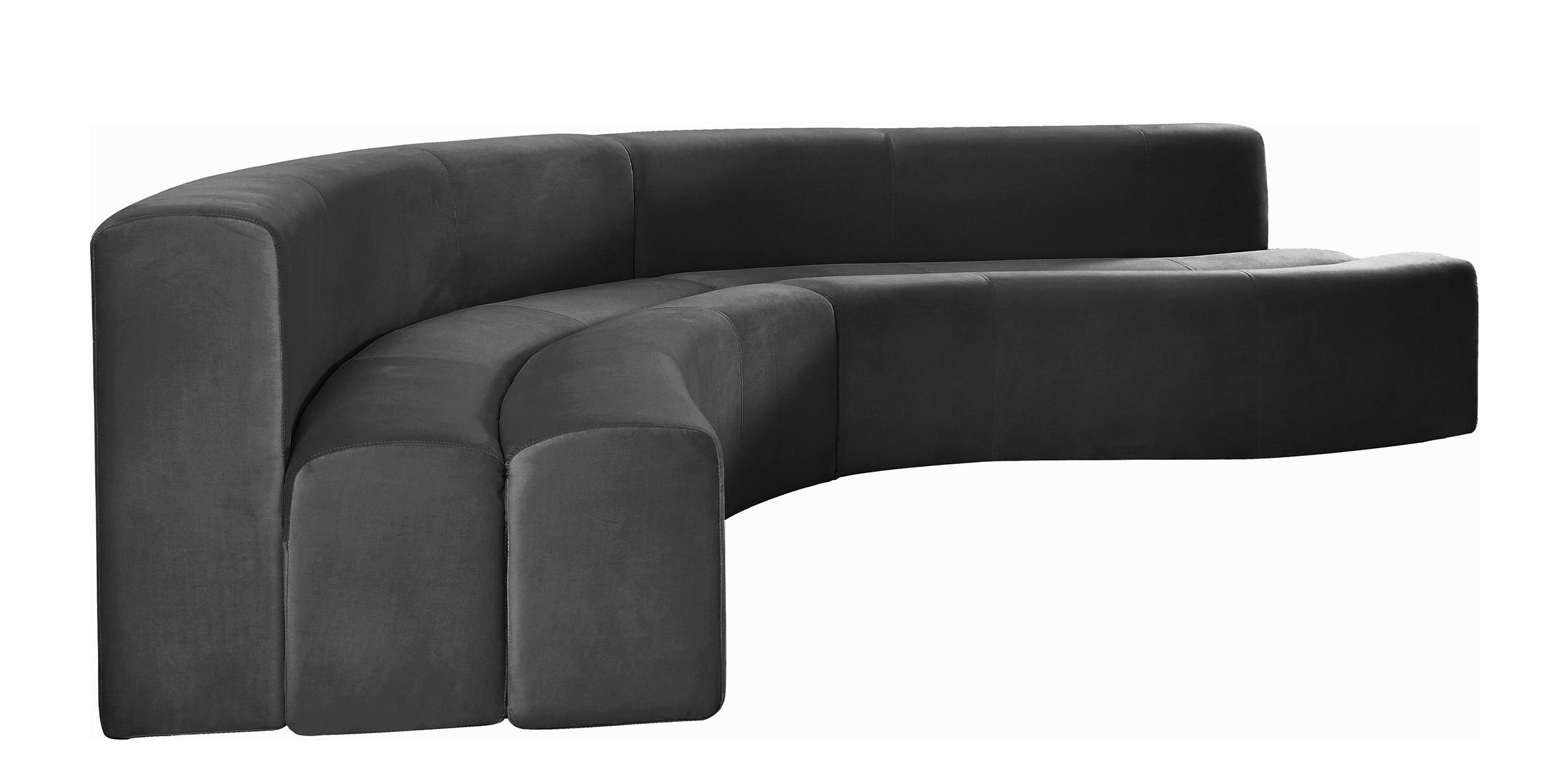 Contemporary, Modern Sectional Sofa Curl 624Grey-Sectional 624Grey-Sectional in Gray Velvet