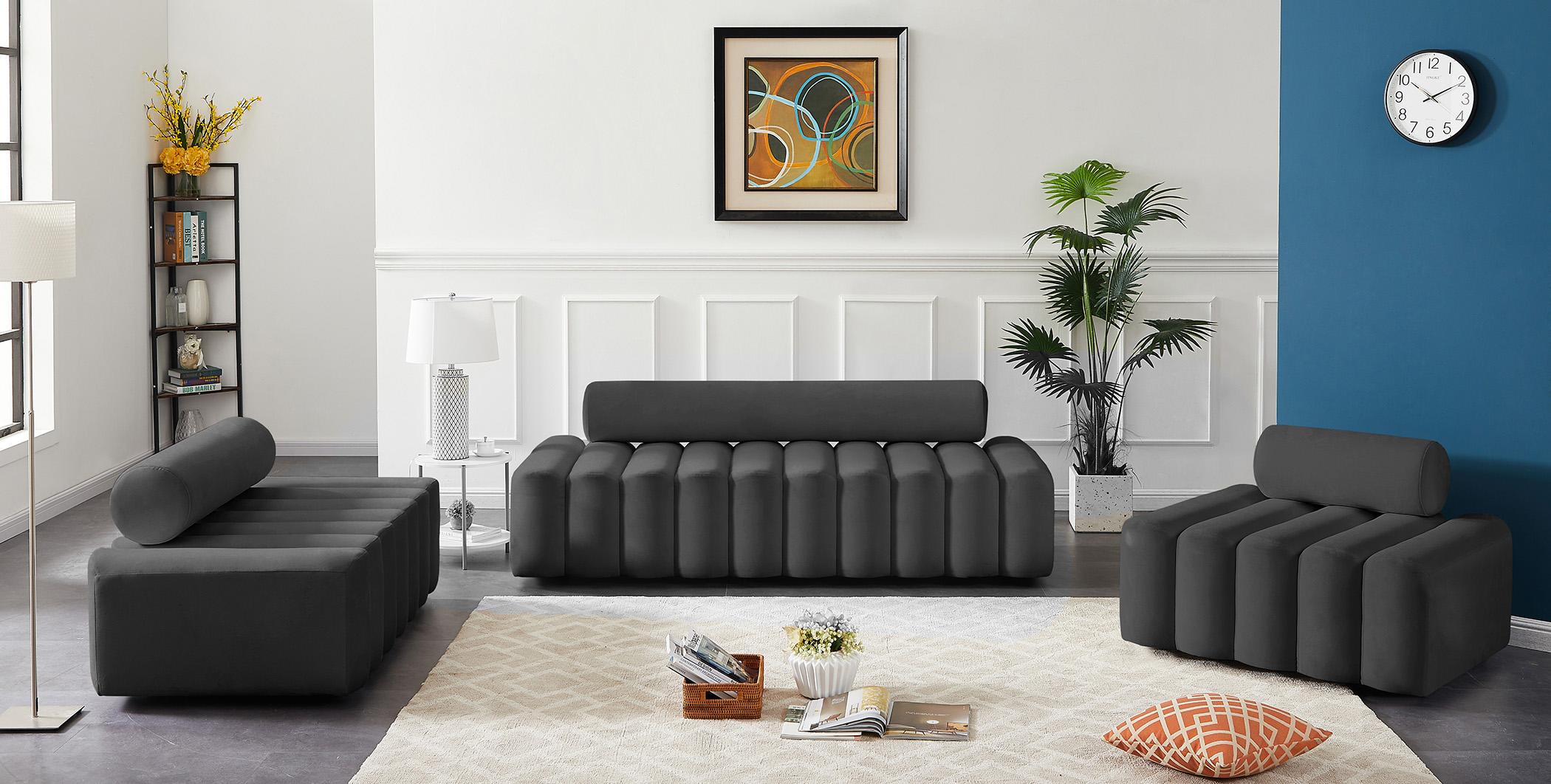 

    
647Grey-S Glam GREY Velvet Channel Tufted Sofa Melody 647Grey-S Meridian Contemporary
