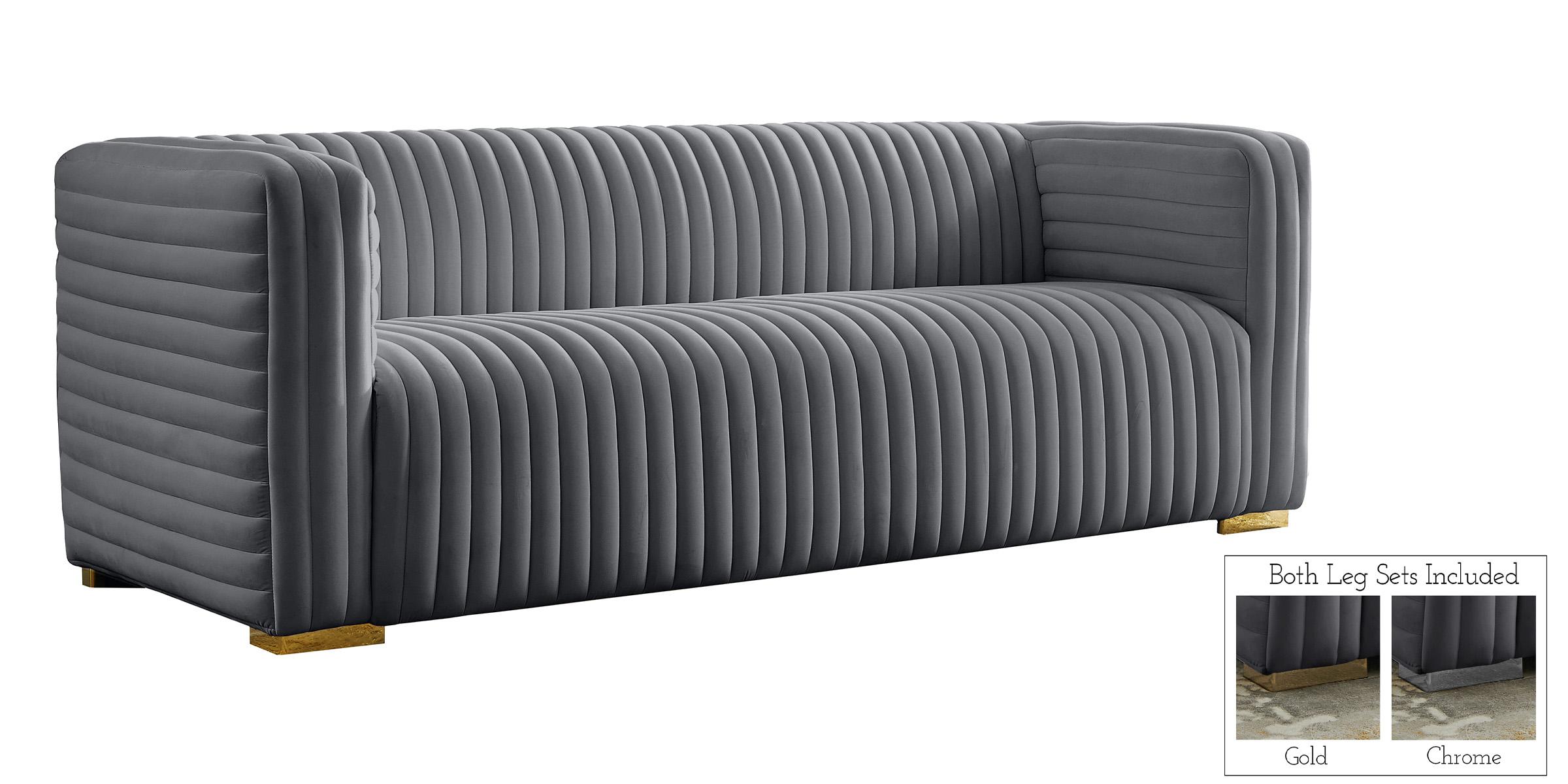 Contemporary, Modern Sofa Ravish 640Grey-S 640Grey-S in Gray Velvet
