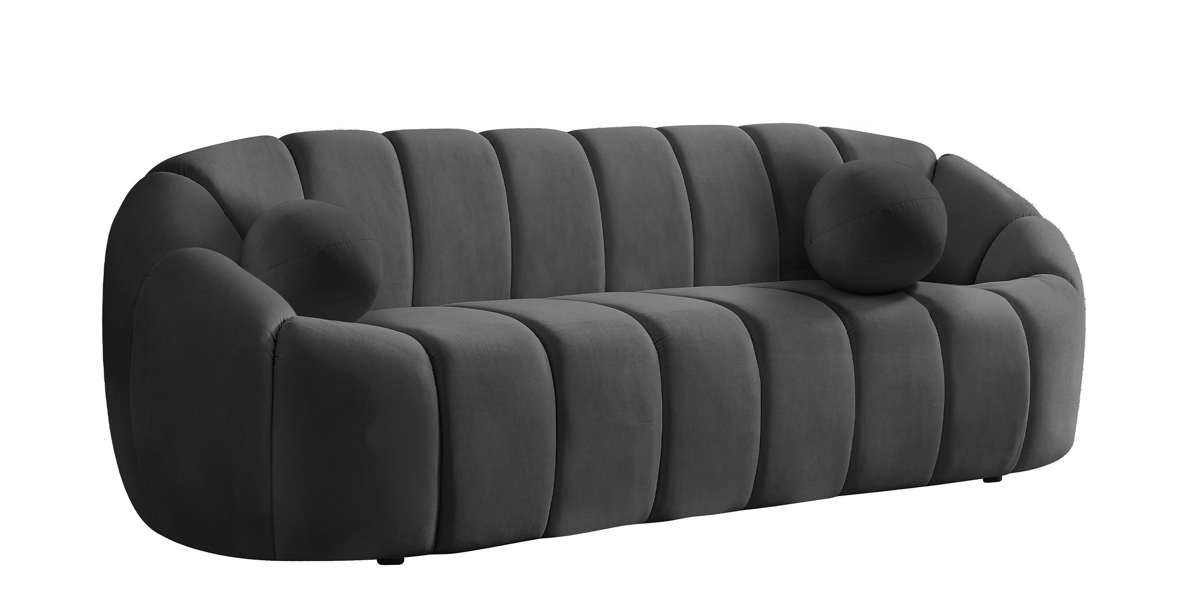 Contemporary, Modern Sofa ELIJAH 613Grey-S 613Grey-S in Gray Velvet