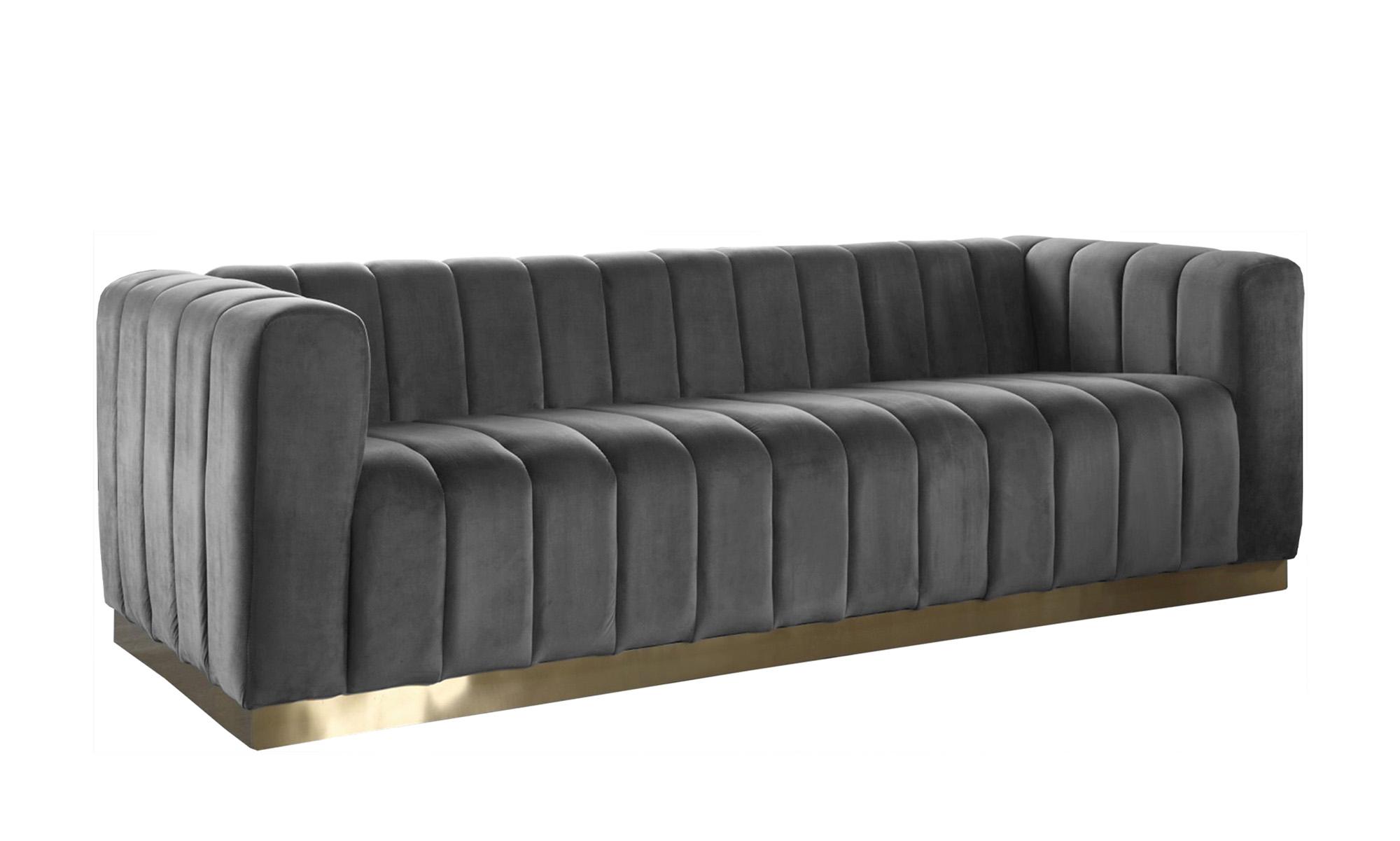 Contemporary Sofa MARLON 603Grey-S 603Grey-S in Gray, Gold Velvet