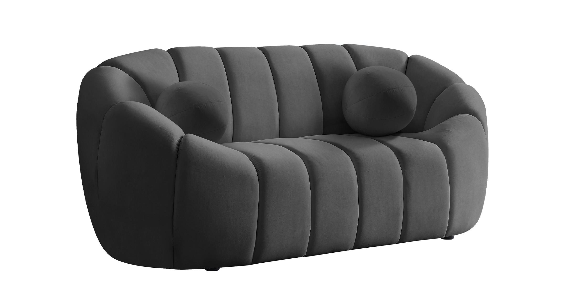 

        
094308255675Glam GREY Velvet Channel Tufted Sofa Set 2Pcs ELIJAH 613Grey-S Meridian Modern
