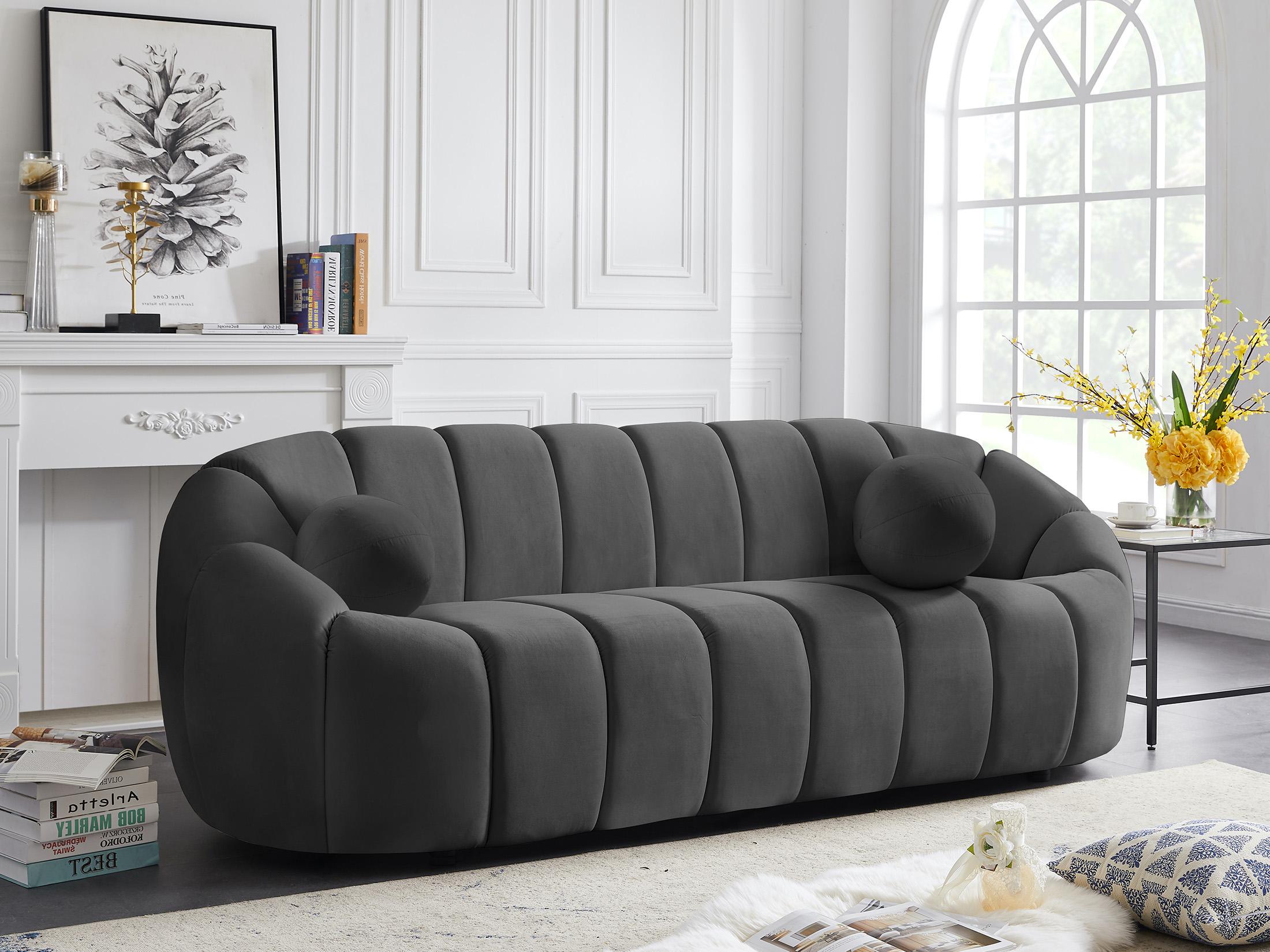 

    
 Photo  Glam GREY Velvet Channel Tufted Sofa Set 3Pcs ELIJAH 613Grey-S Meridian Modern

