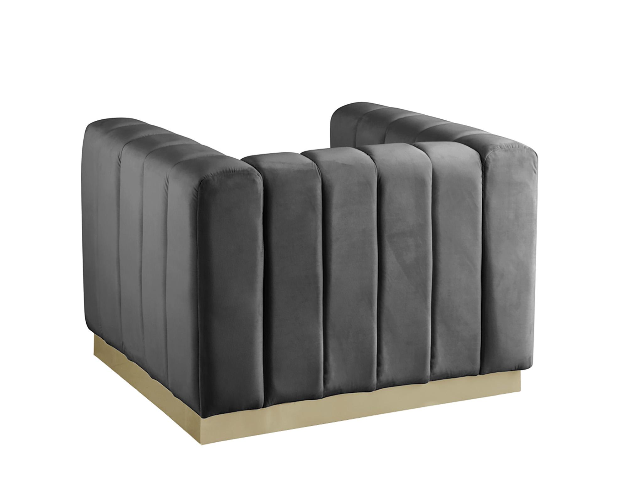 

    
 Shop  Glam Grey Velvet Tufted Sofa Set 3Pcs MARLON 603Grey-S Meridian Contemporary
